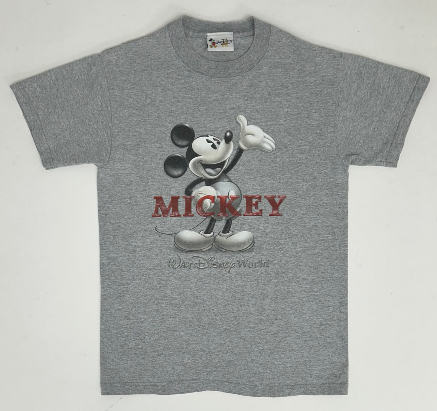 Vintage 2000s Walt Disney World Mickey Mouse Mickey Tee Small 17.75x26.25 Inches Gray