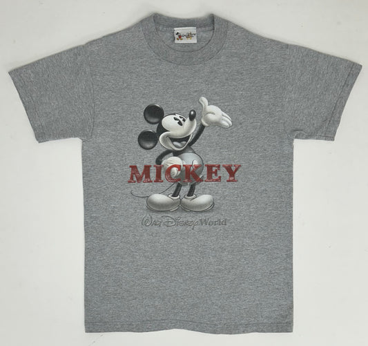 Vintage 2000s Walt Disney World Mickey Mouse Mickey Tee Small 17.75x26.25 Inches Gray