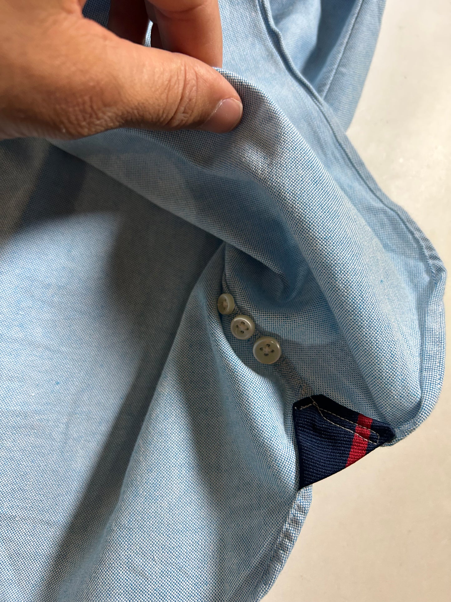 Polo Ralph Lauren Classic Fit Button Down Shirt Size Medium 22.5xBlue Made In Philippines 00s