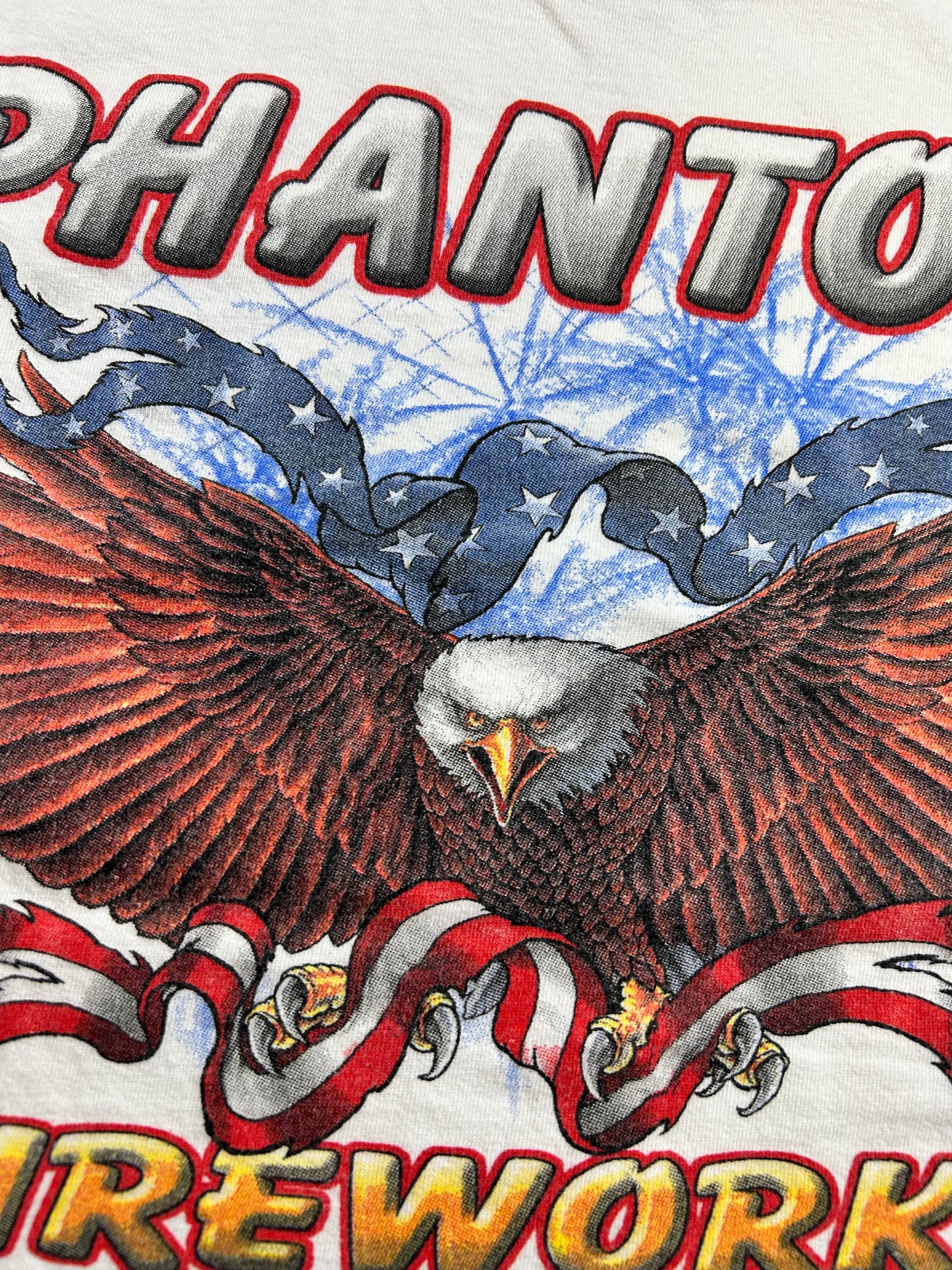 Vintage 2000s Phantom Fireworks American Eagle Flag Ringer Tee Medium