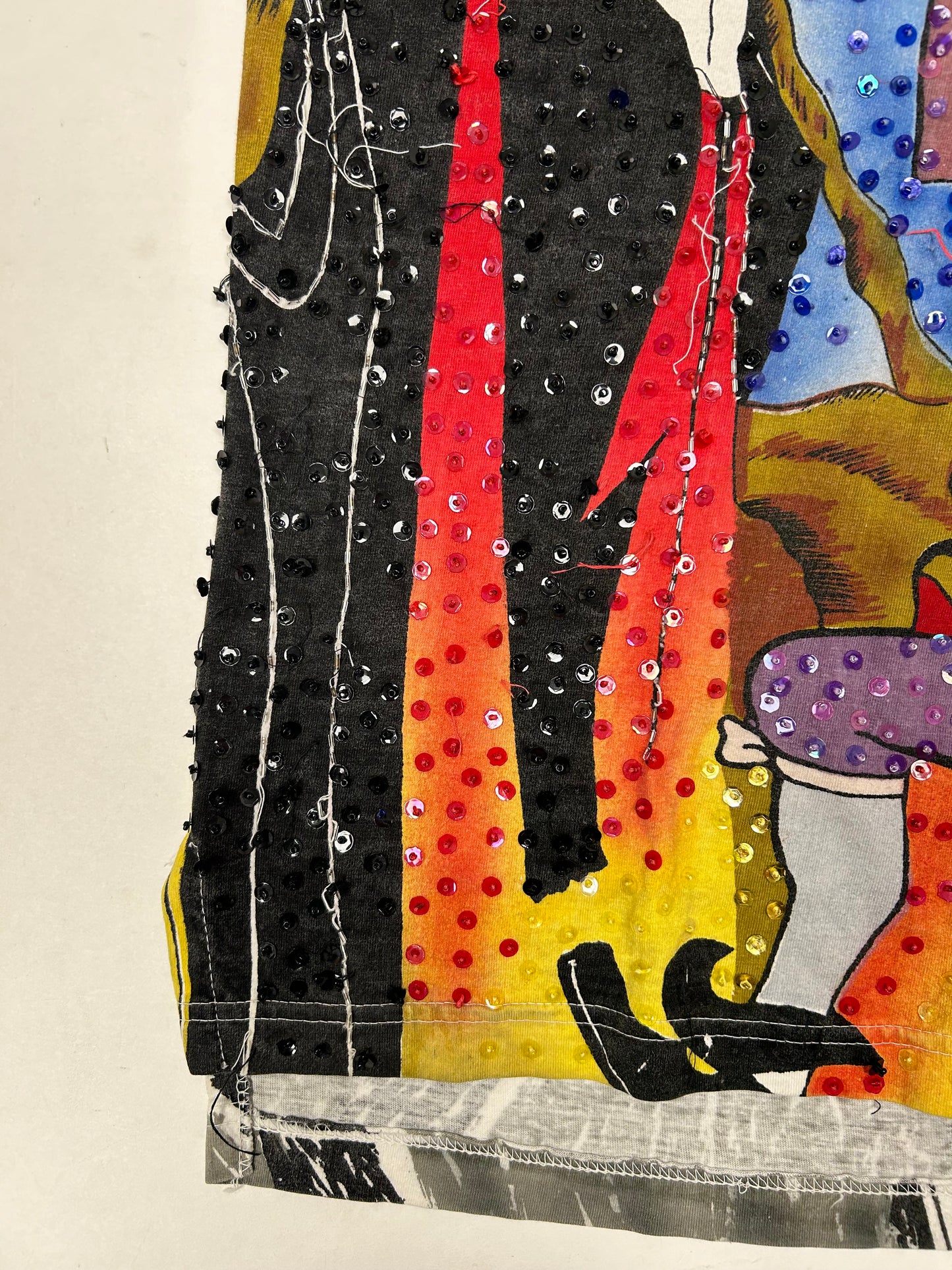 Vintage Disney JouJou Villains Cruella Maleficent Captian Hook Beaded Shirt Big 2XL For 25.5x32.75/34.75 Inches As Is Has Flaws