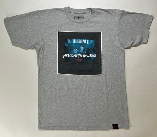 Stranger Things Welcome To Hawkins Will Graphic Netflix TV Show Tee Large 21x29 Inches Gray