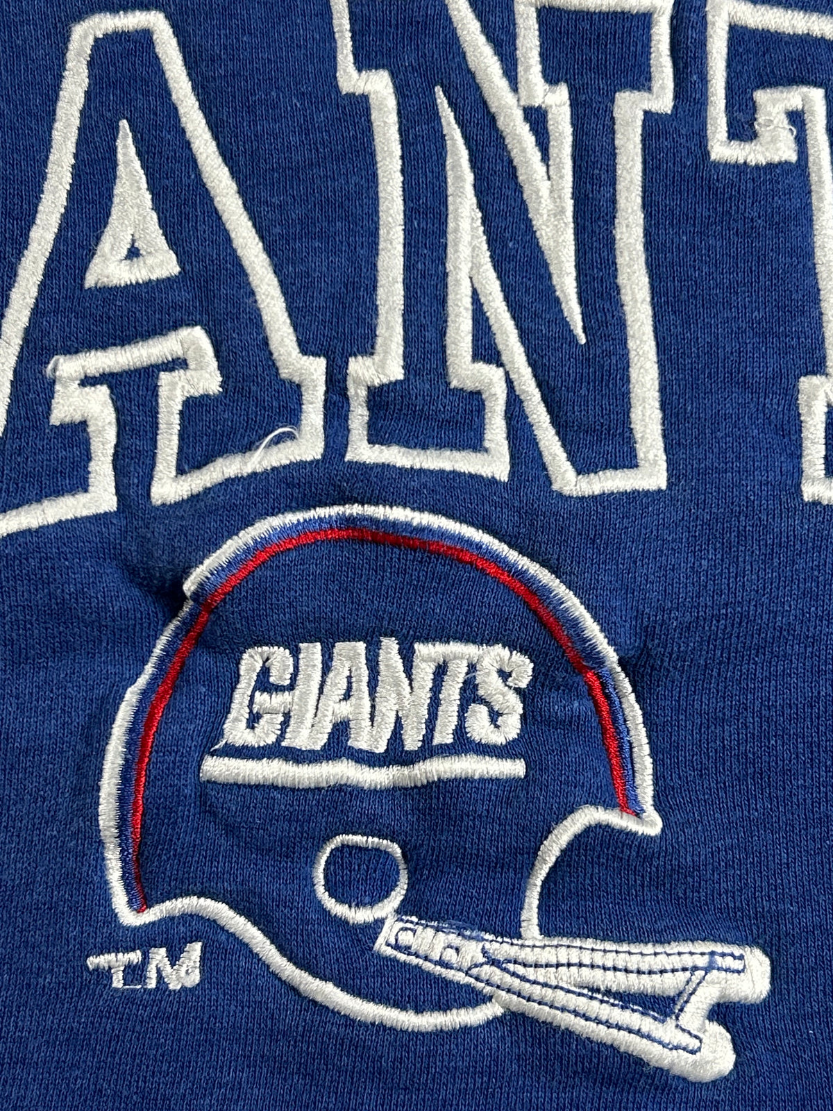 Vintage Logo 7 New York Giants NFL Crewneck Logo Sweatshirt Medium/Small Fit 23.5x25 Inches As Is Has Flaw On Shoulder