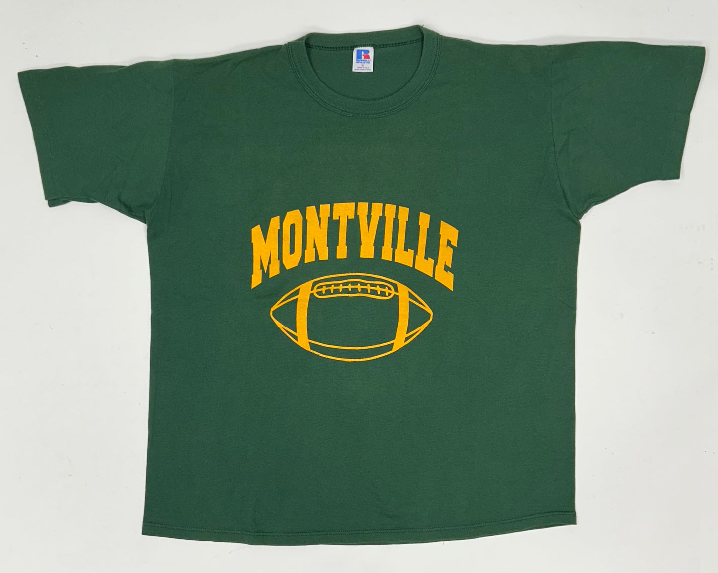 Vintage Russell Athletic Montville Highschool Football Tee XL 24.5x28.25 Inches