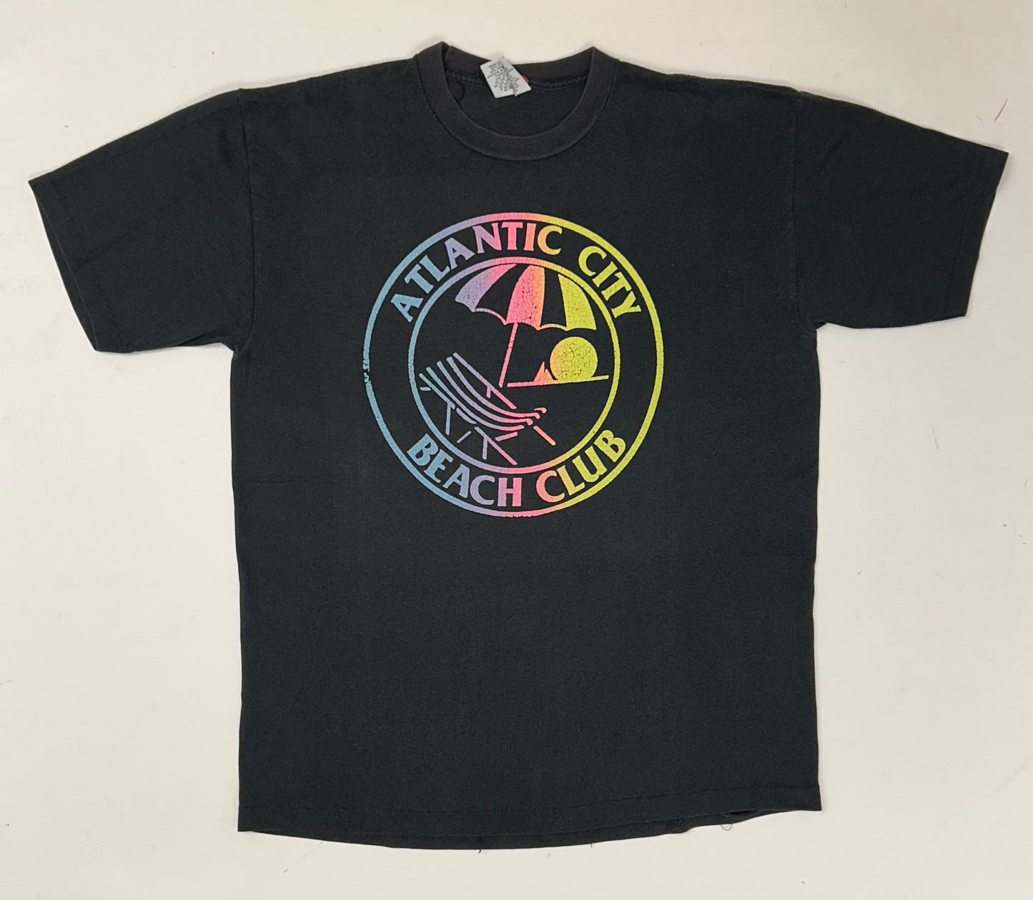 Vintage 90s Atlantic City Beach Club New Jersey Tee Large 21.5x28.75 Inches