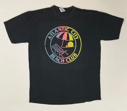 Vintage 90s Atlantic City Beach Club New Jersey Tee Large 21.5x28.75 Inches