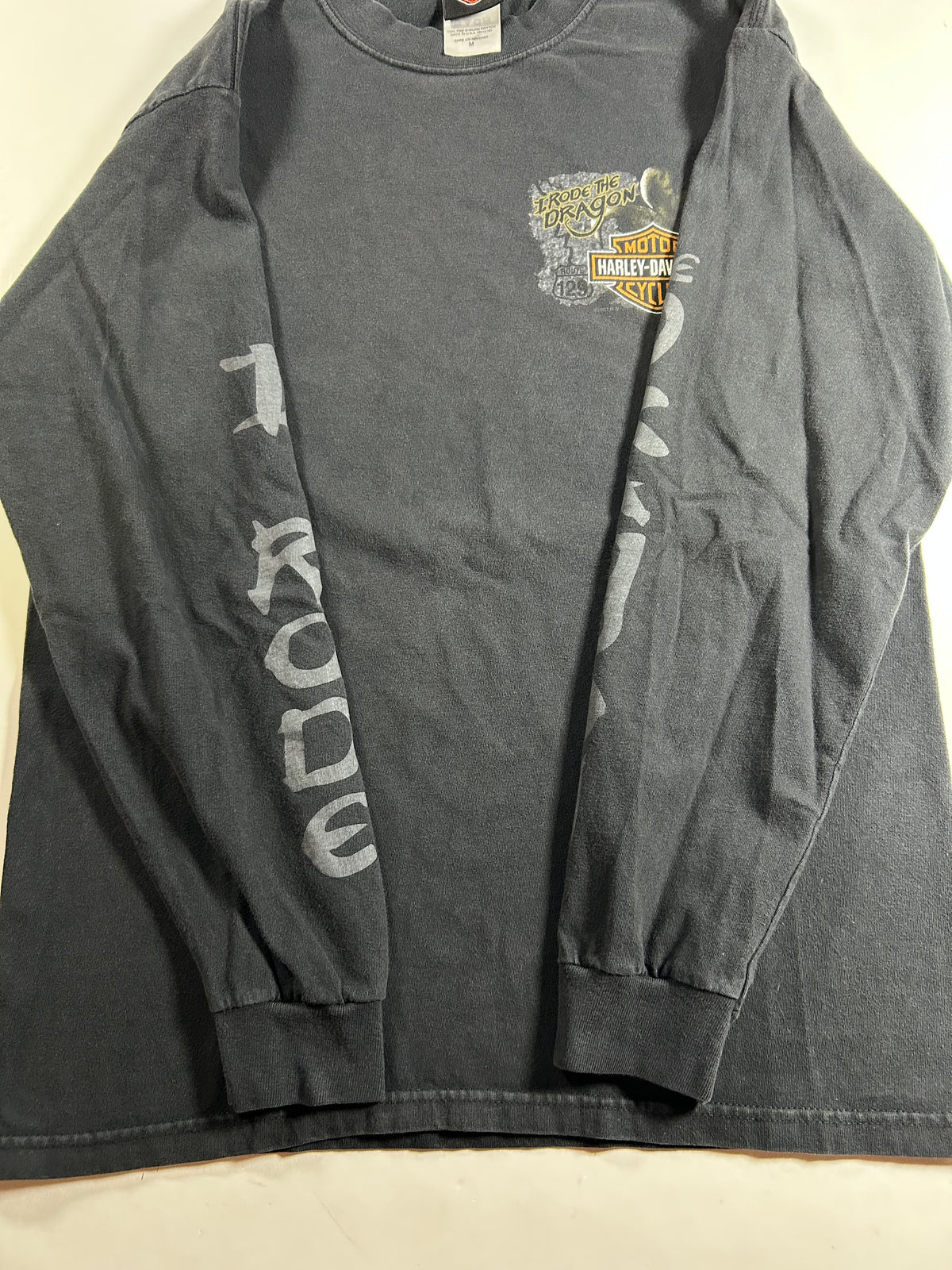 Vintage 2000s Harley Davidson/Buell Smoky Mountain I Rode The Dragon Motorcycle Long Sleeve Tee Medium 19.75x27.5 Inches
