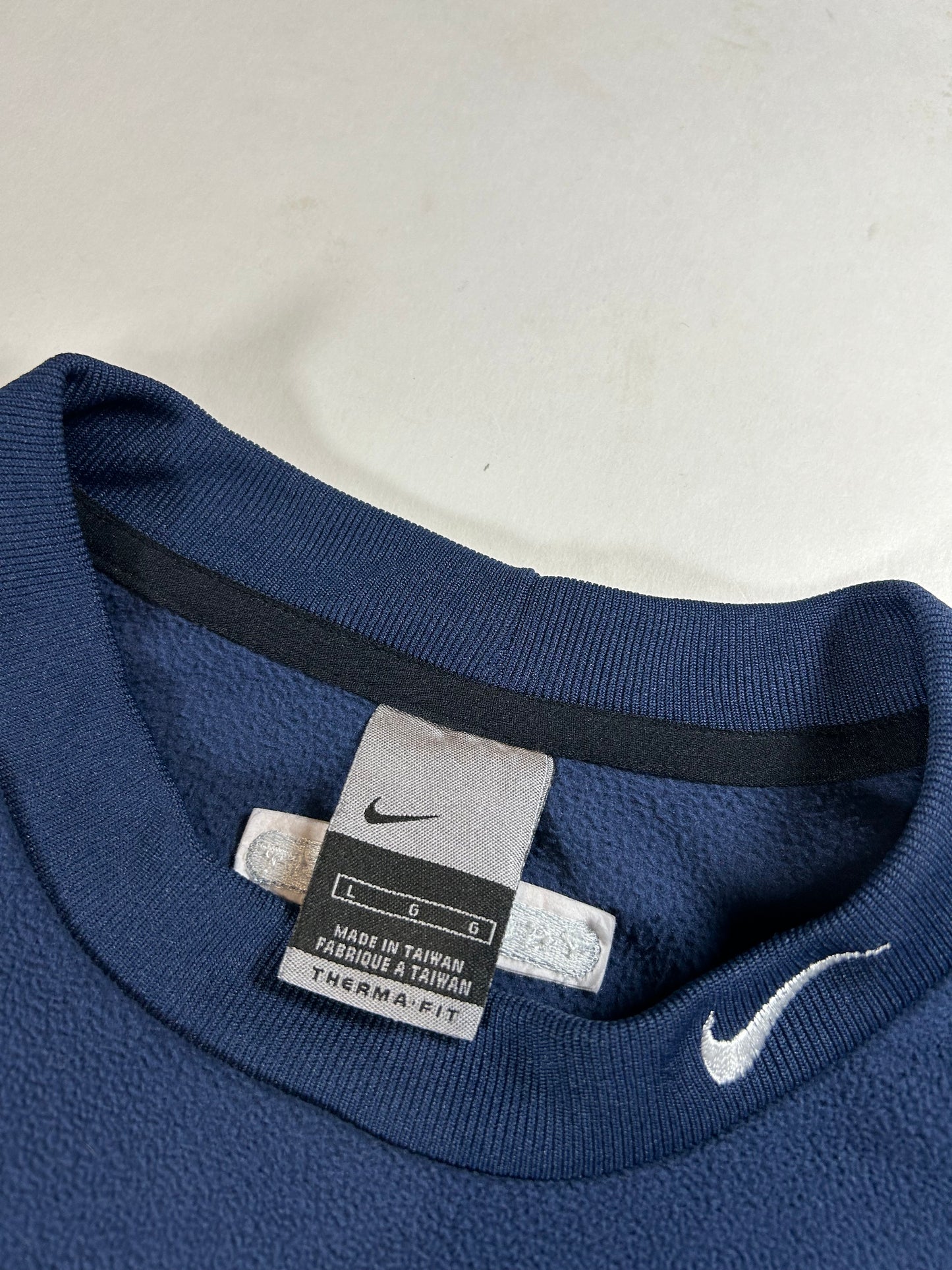 Vintage 2000s Nike University Of Michigan Therma-Fit Pullover Fleece Large 25.5x32.5 Inches Navy