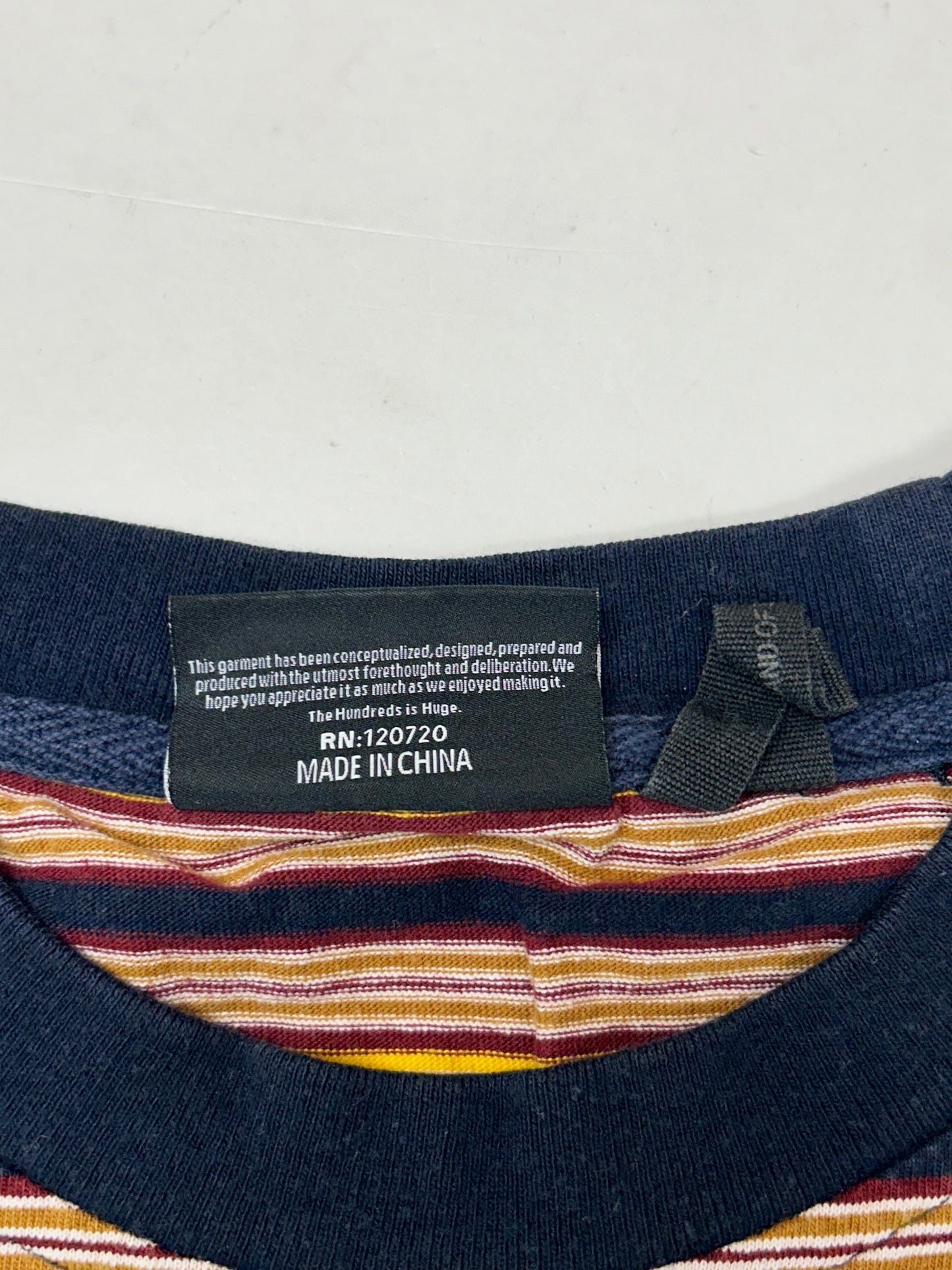 The Hundreds Embroidered Logo  Stripped Tee Medium 19.5x27 Inches