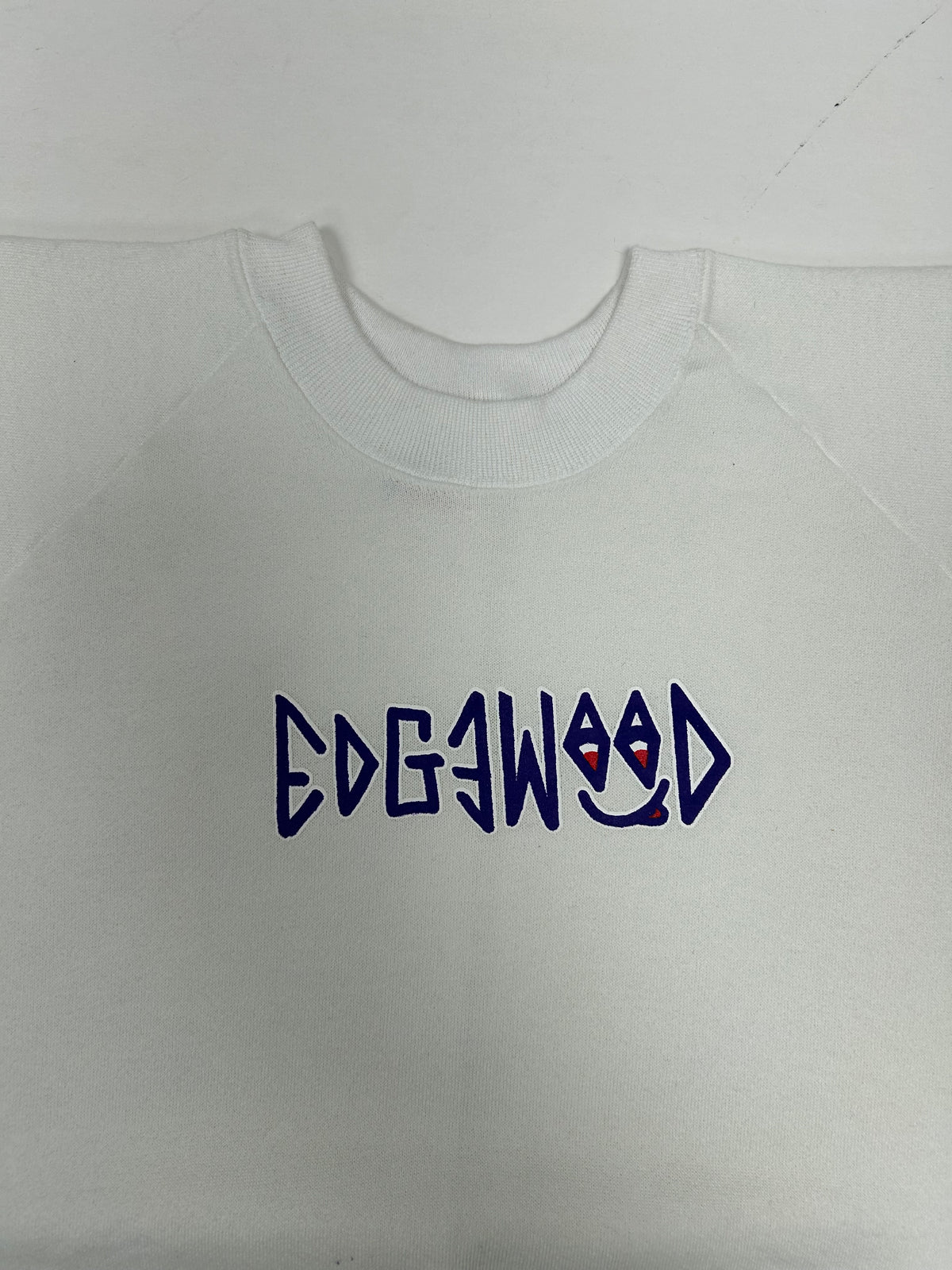 Edgewood NJ first edition “Deeper Than The Roots.” Crewneck Sweatshirt Tagged XL Can Fit Large 23.75x28 Inches Ragland Fruit Of The Loom White