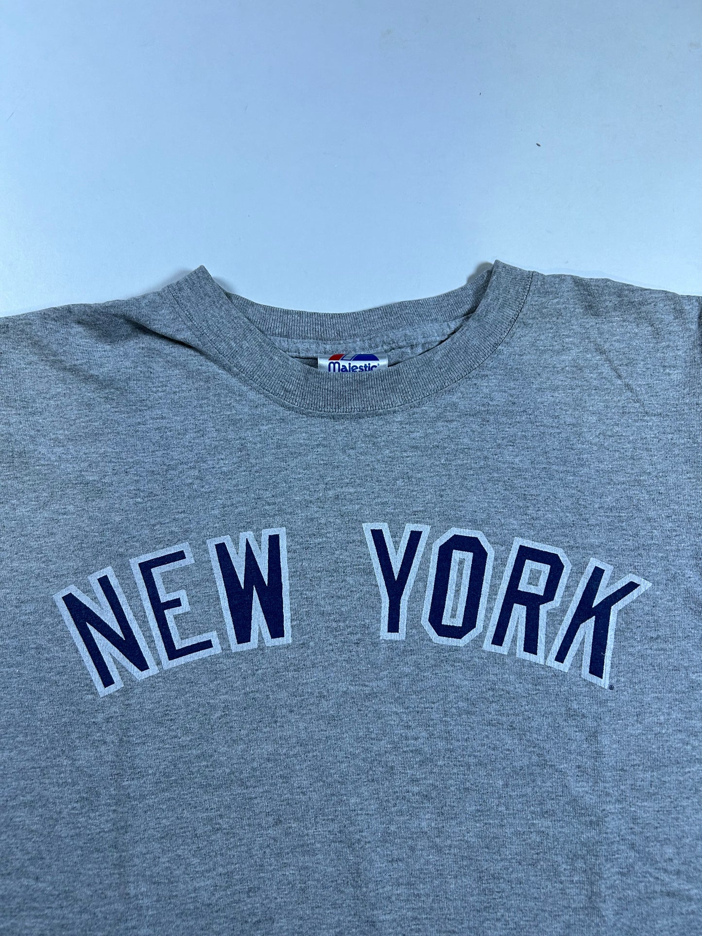 Vintage Majestic New York Yankees Johnny Damon MLB Player Tee Small Gray Worn In