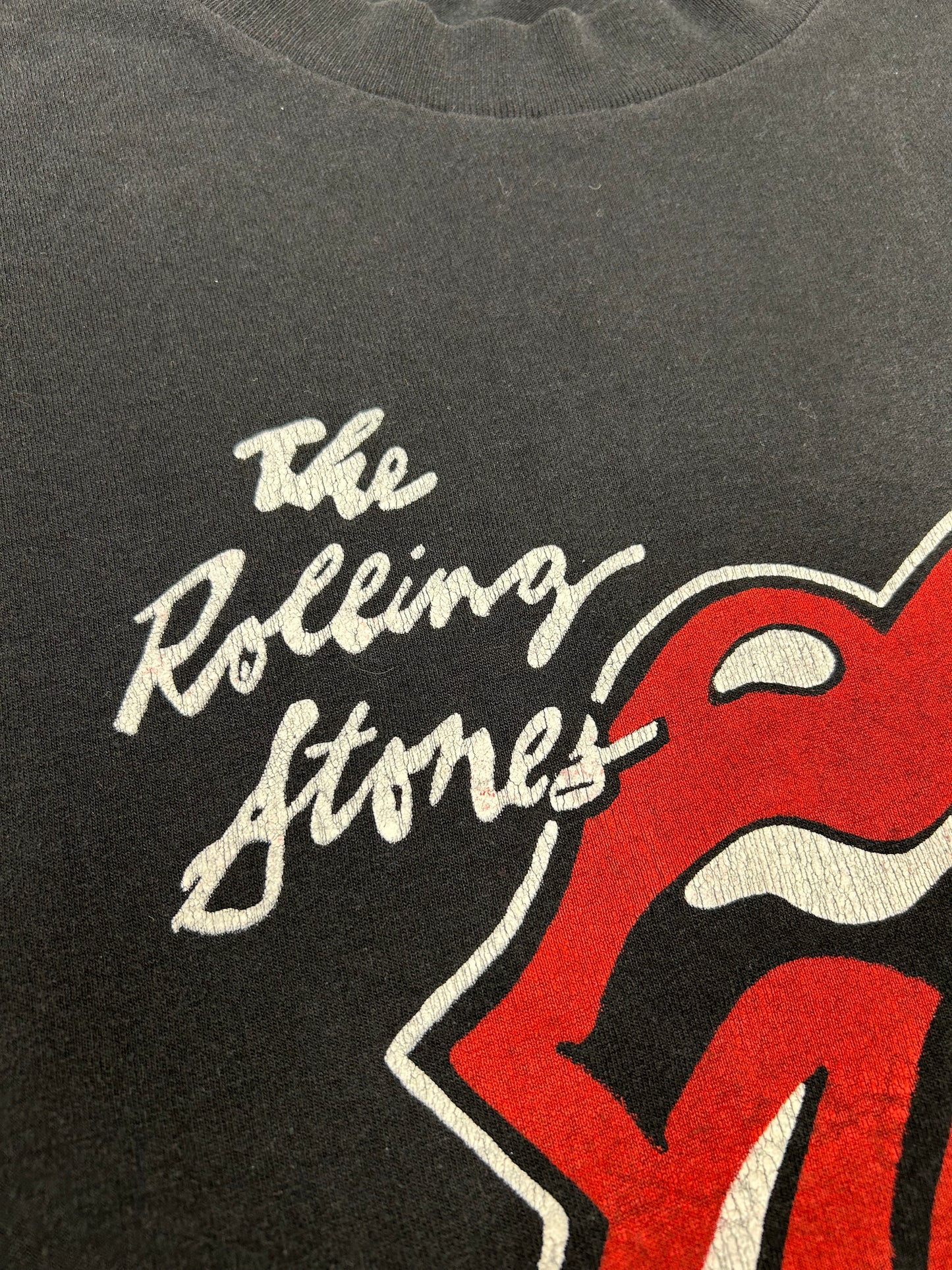 Vintage The Rolling Stones Music Band T-Shirt Black 1980s L/XL 22.5x28.25 Inches