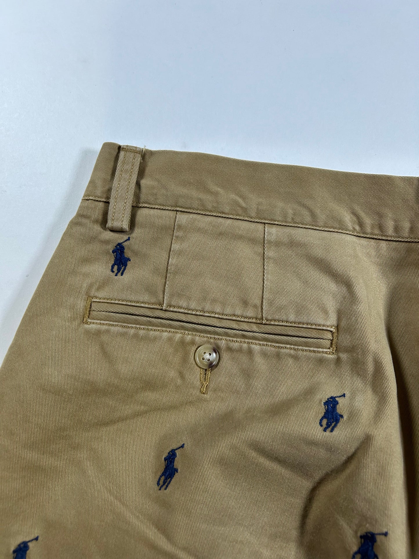 Polo Ralph Lauren All Over Pony Chino Shorts Khaki Classic Fit 9” 35 18x20.75/21 Inches