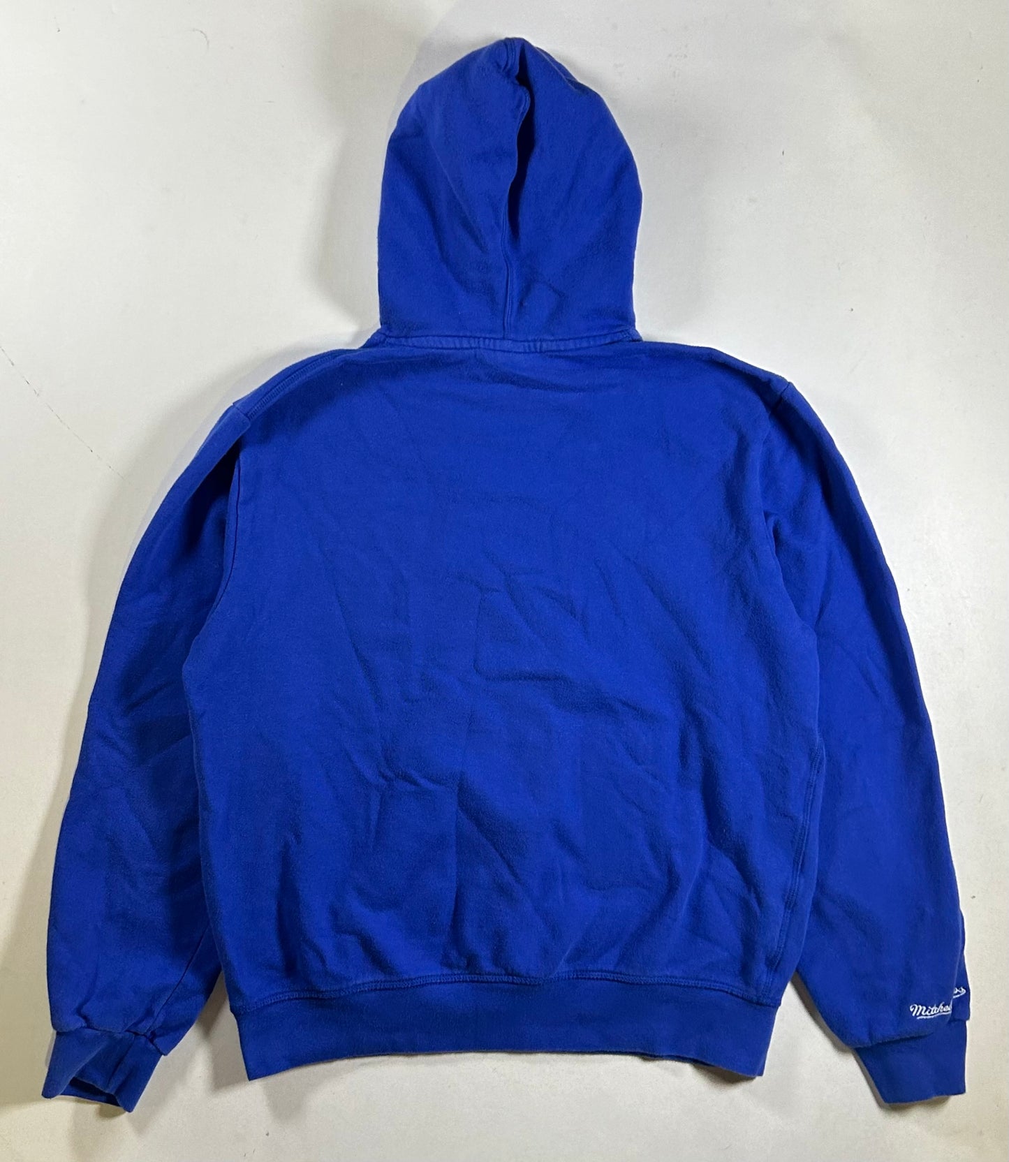 New York Knicks Mitchell & Ness Hoodie Blue Pullover NBA Sweatshirt Medium/Small Fit 23x24.5 Inches As Is 2016