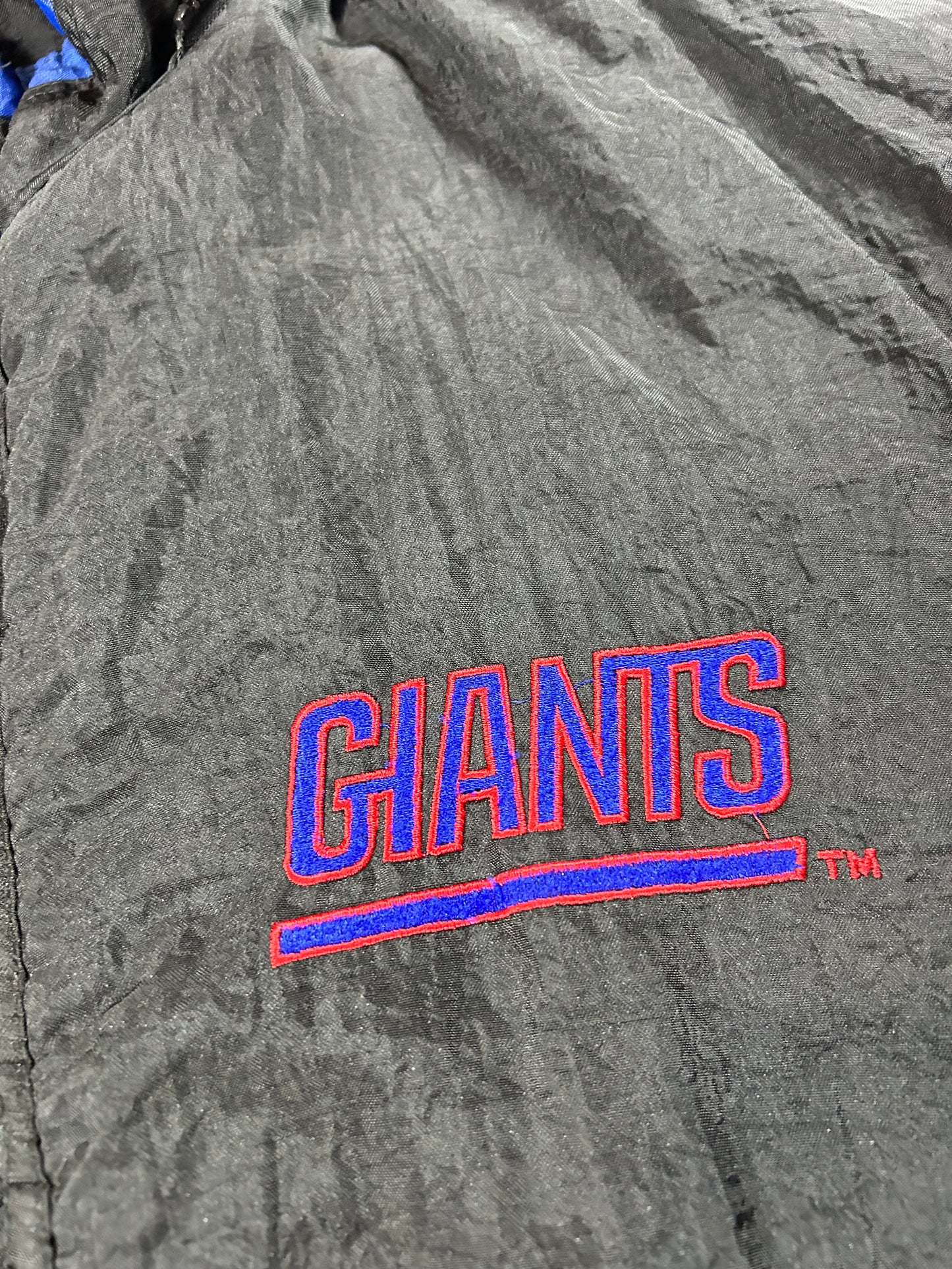 Vintage 90s Starter New York Giants Jacket Zip Puffer Quilted Jacket Large Can Fit XL 27x29.25 Inches NYG