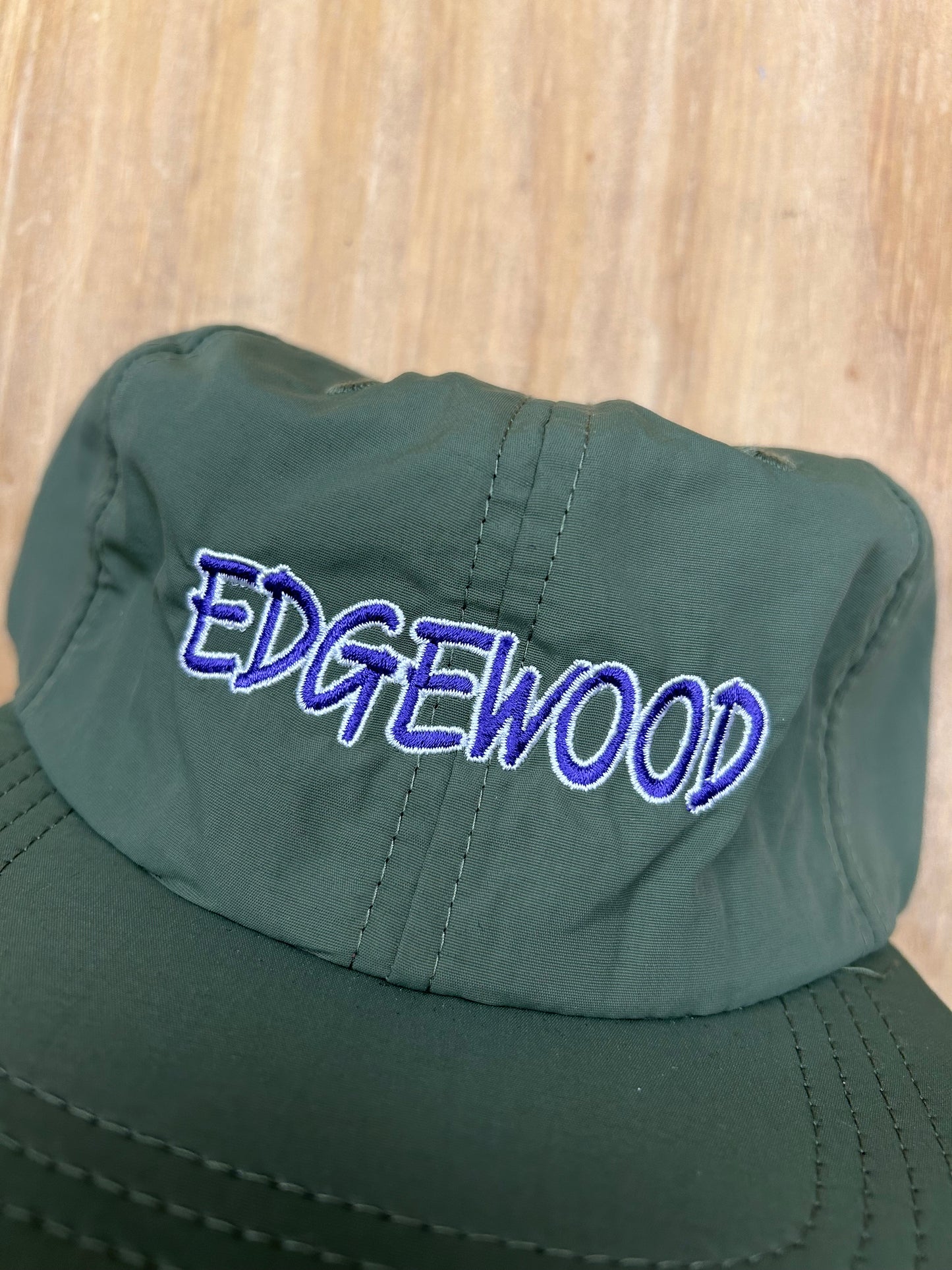 Edgewood NJ Team Spell Out Logo 6 Panel Nylon Adjustable Clip Hat Olive Drab