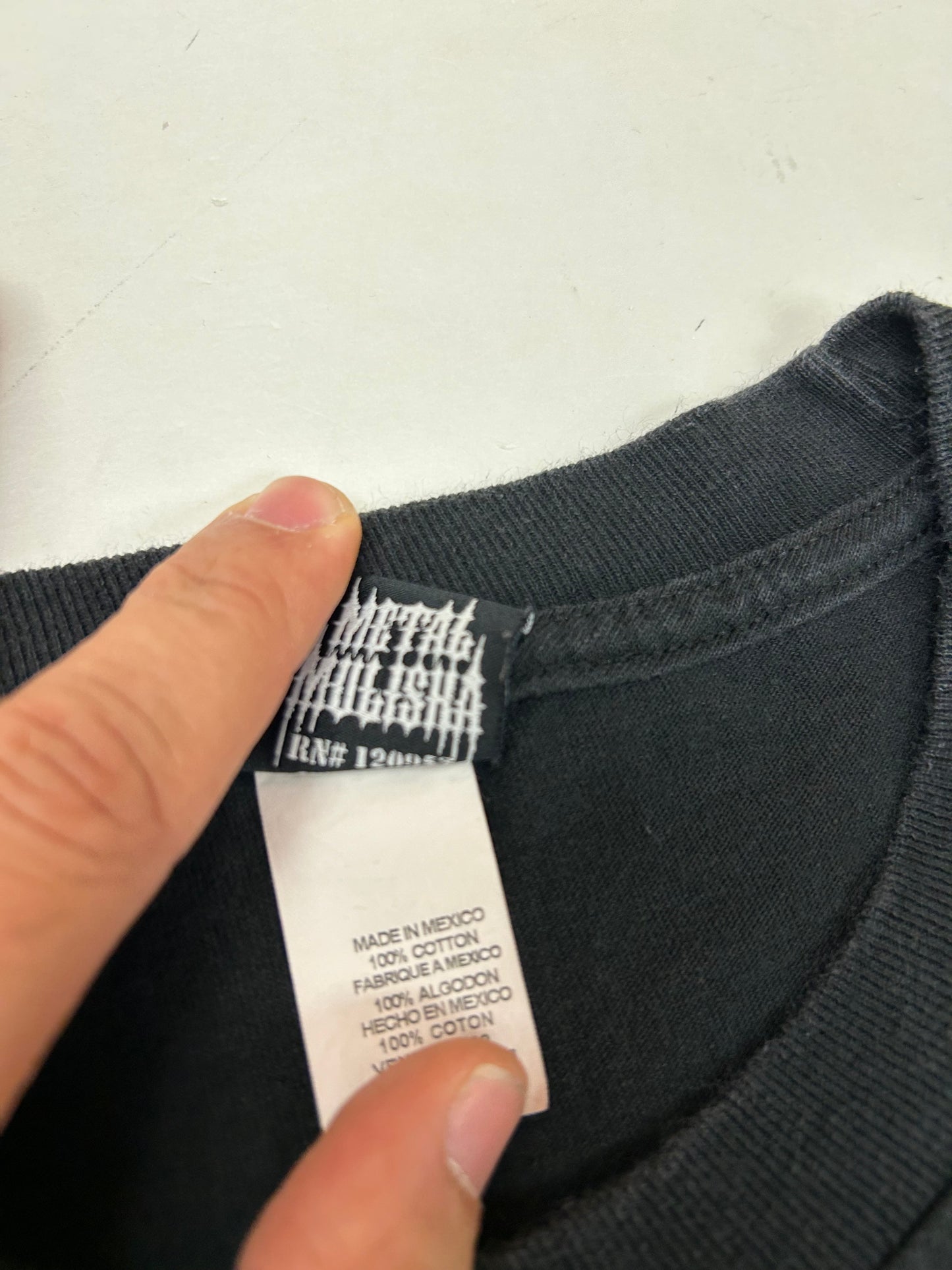 Vintage 00s Metal Mulisha Skull Sergeant Motocross Dirt Biking Shirt Large 21.5x30 Inches Black/Blue