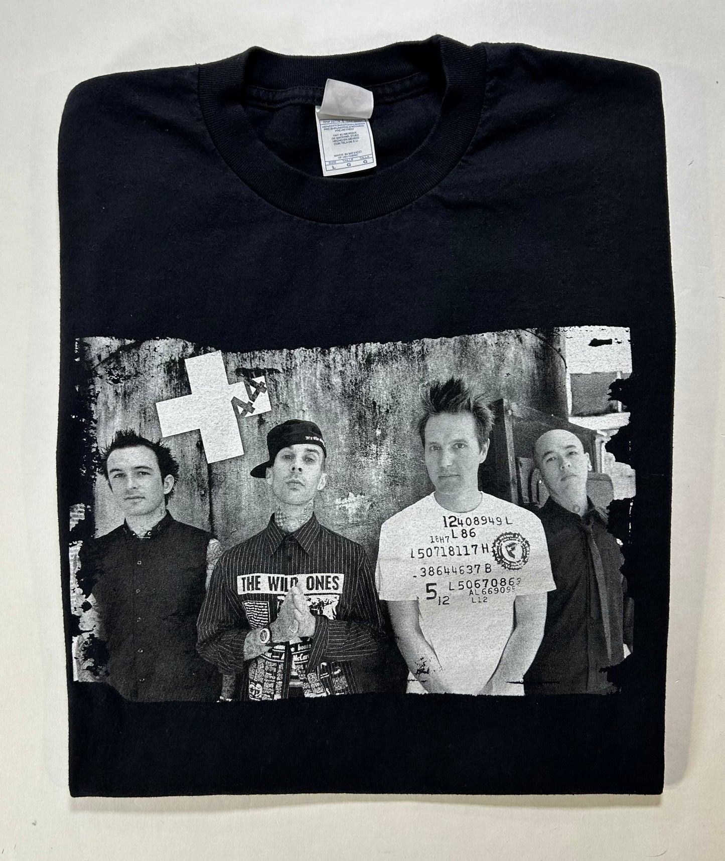 Vintage +44 North American Tour 2007 Music Band Tee Mark Hoppus Travis Barker Large 21.5x30.25 Inches