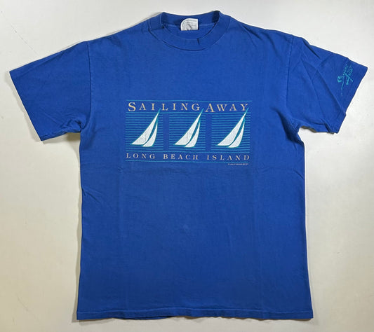 Vintage 1983 Sailing Away Long Beach Island LBI Sailing Tee Large/Medium 21x27.5 Inches
