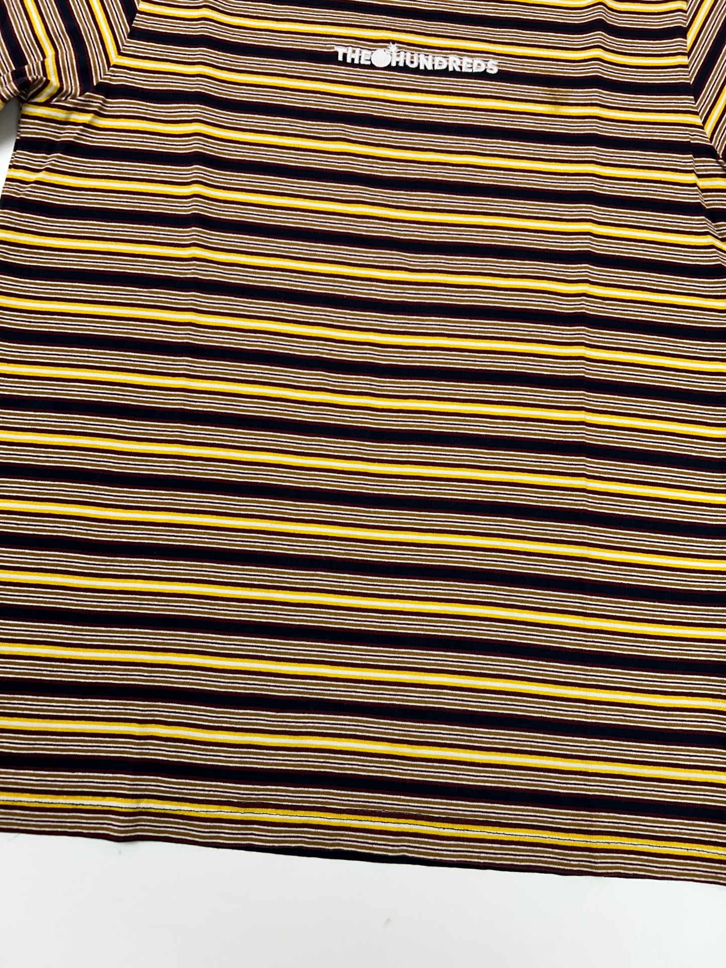 The Hundreds Embroidered Logo  Stripped Tee Medium 19.5x27 Inches