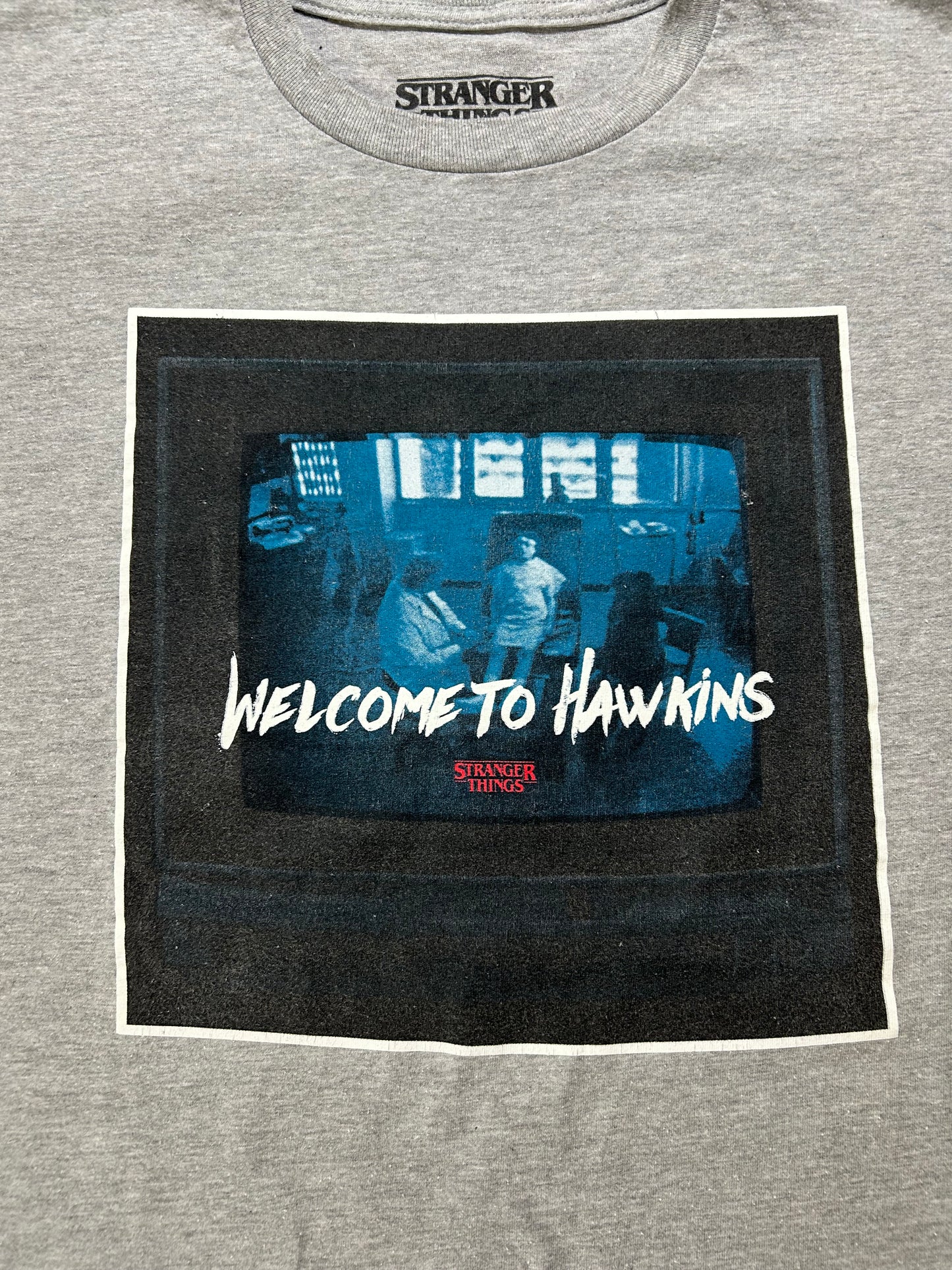 Stranger Things Welcome To Hawkins Will Graphic Netflix TV Show Tee Large 21x29 Inches Gray