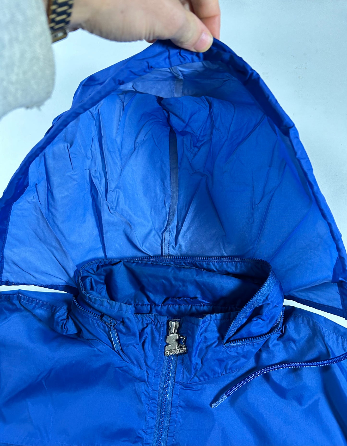 Vintage Starter 96 Atlanta Olympics Team USA Packable Hood Windbreaker Full Zip Jacket  Large 27.5x27.5 Inches