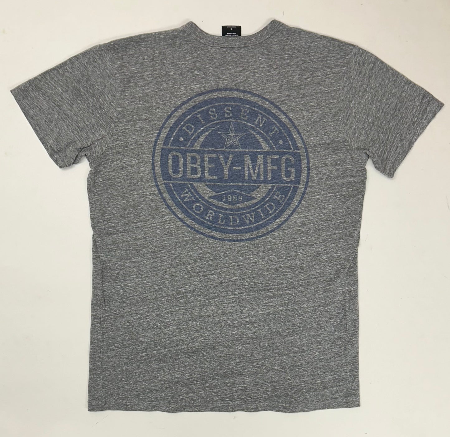 OBEY Dissent Worldwide Tee Gray  Small/Medium Fit 19.5x26.25 Inches