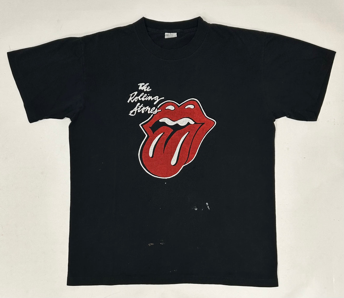 Vintage The Rolling Stones Music Band T-Shirt Black 1980s L/XL 22.5x28.25 Inches