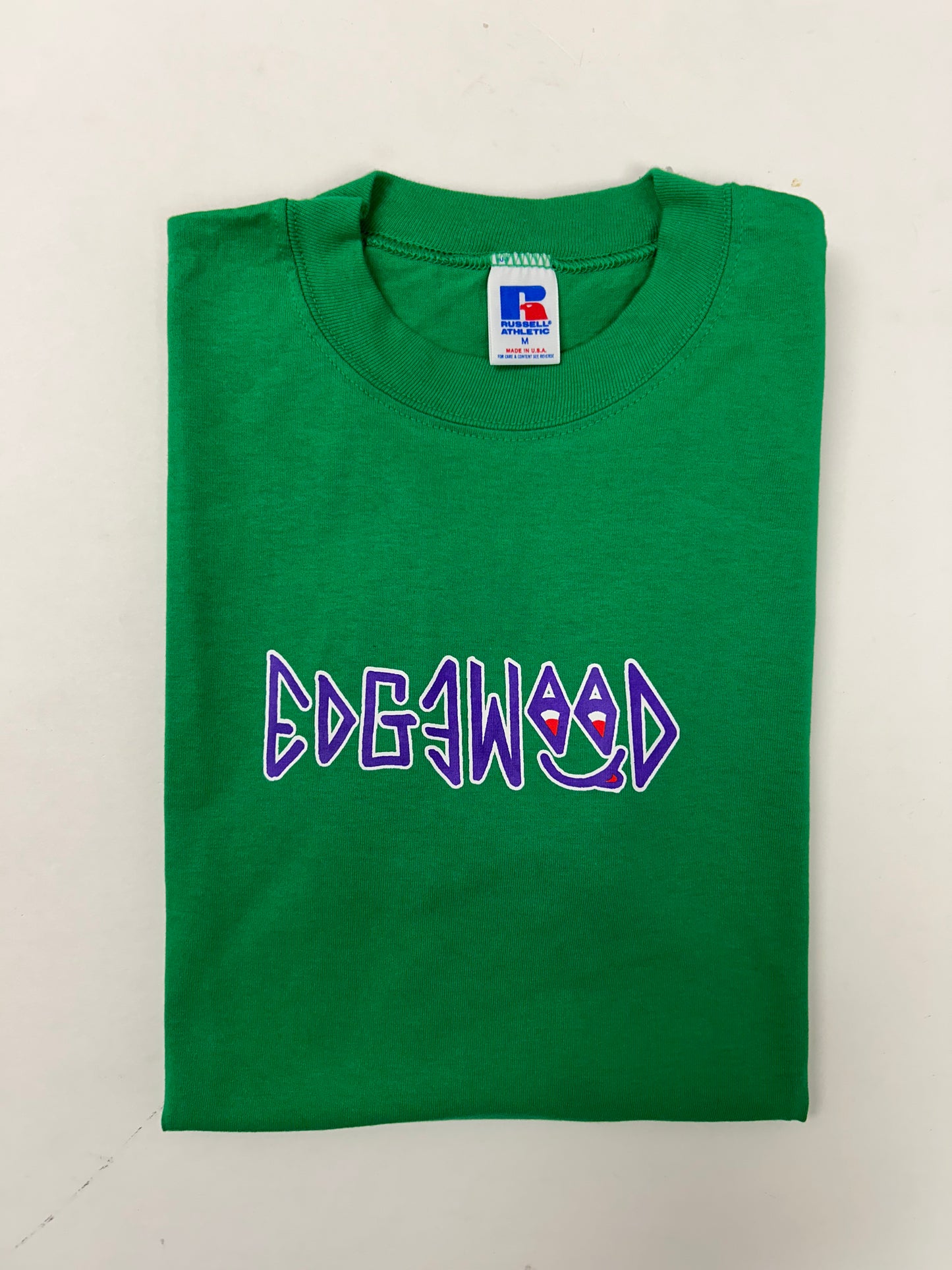 Edgewood NJ first edition “Deeper Than The Roots.” Tee Medium 90s Russell Athletic USA 100% Cotton Kelley Green DS With Tag