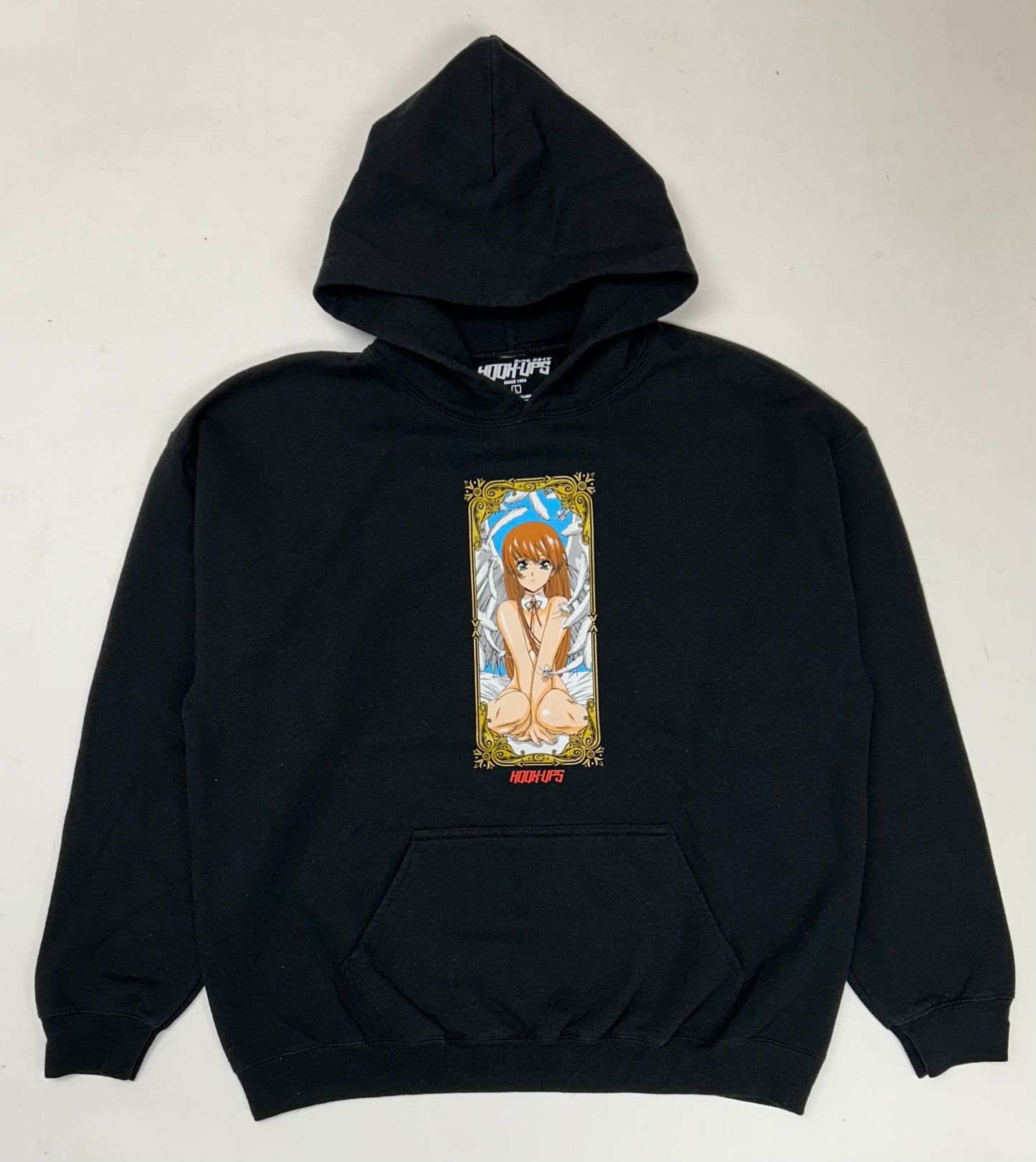 Hook-Ups Angel Girl Hooded Sweatshirt Hook Ups Skateboards Anime Hoodie Large 24.25x27.25 Inches