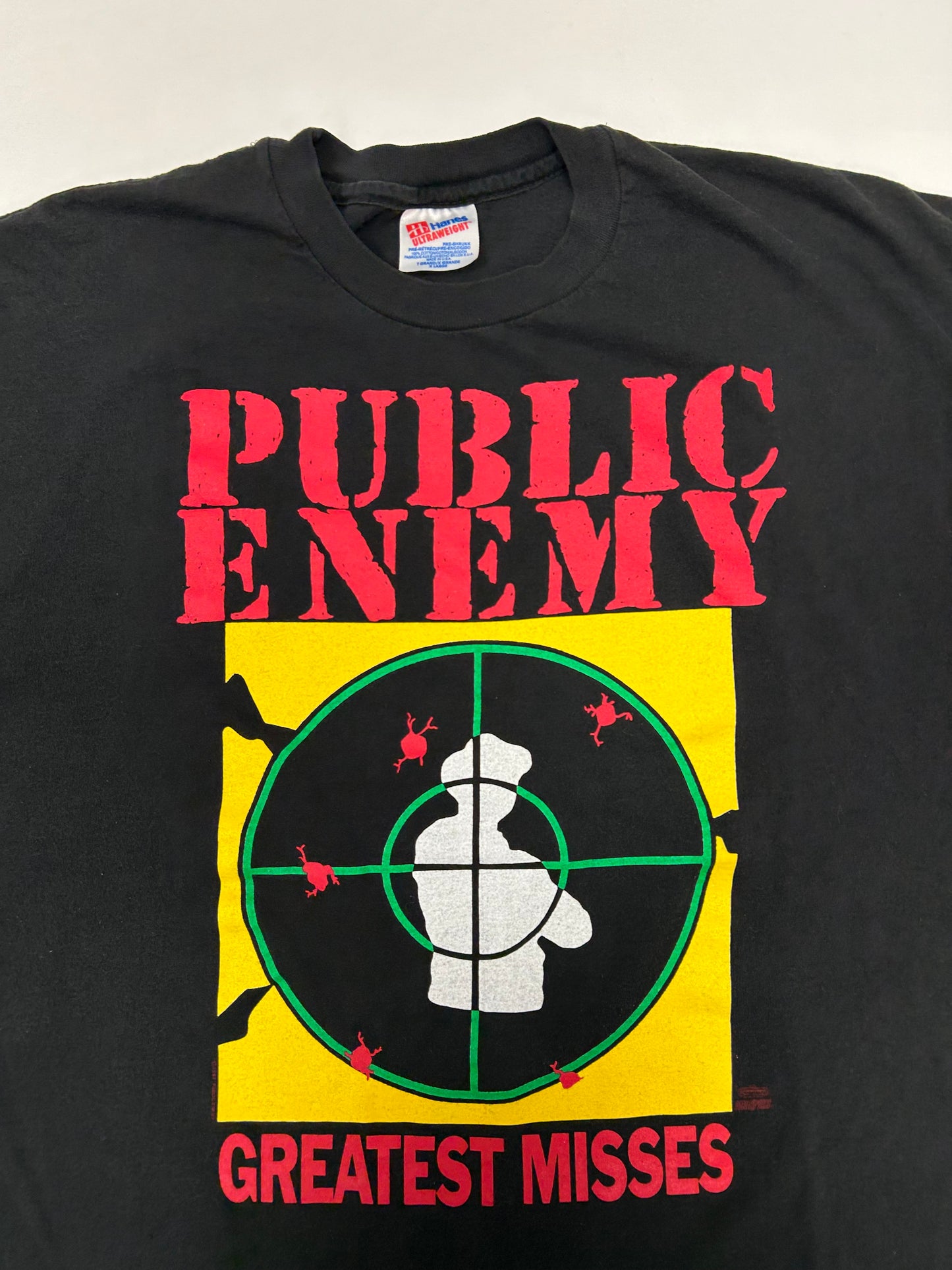 Vintage 1992 Public Enemy Greatest Misses Hazy Shade Of Criminal Rap Music Tee XL 23.25x29 Inches
