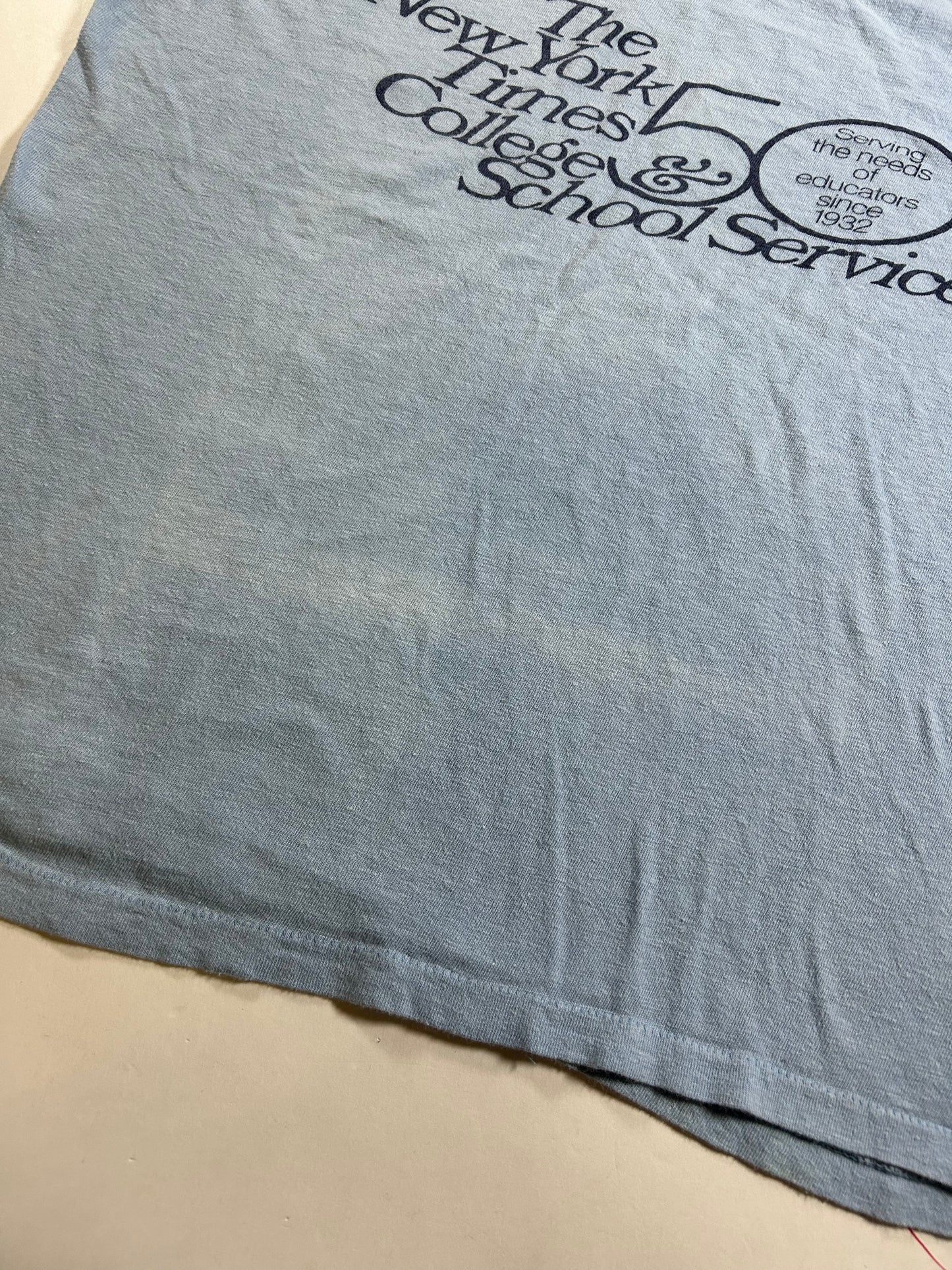 Vintage The New York Times College & School Service 50 Years 1982 Tee 20.25x22.25 Inches