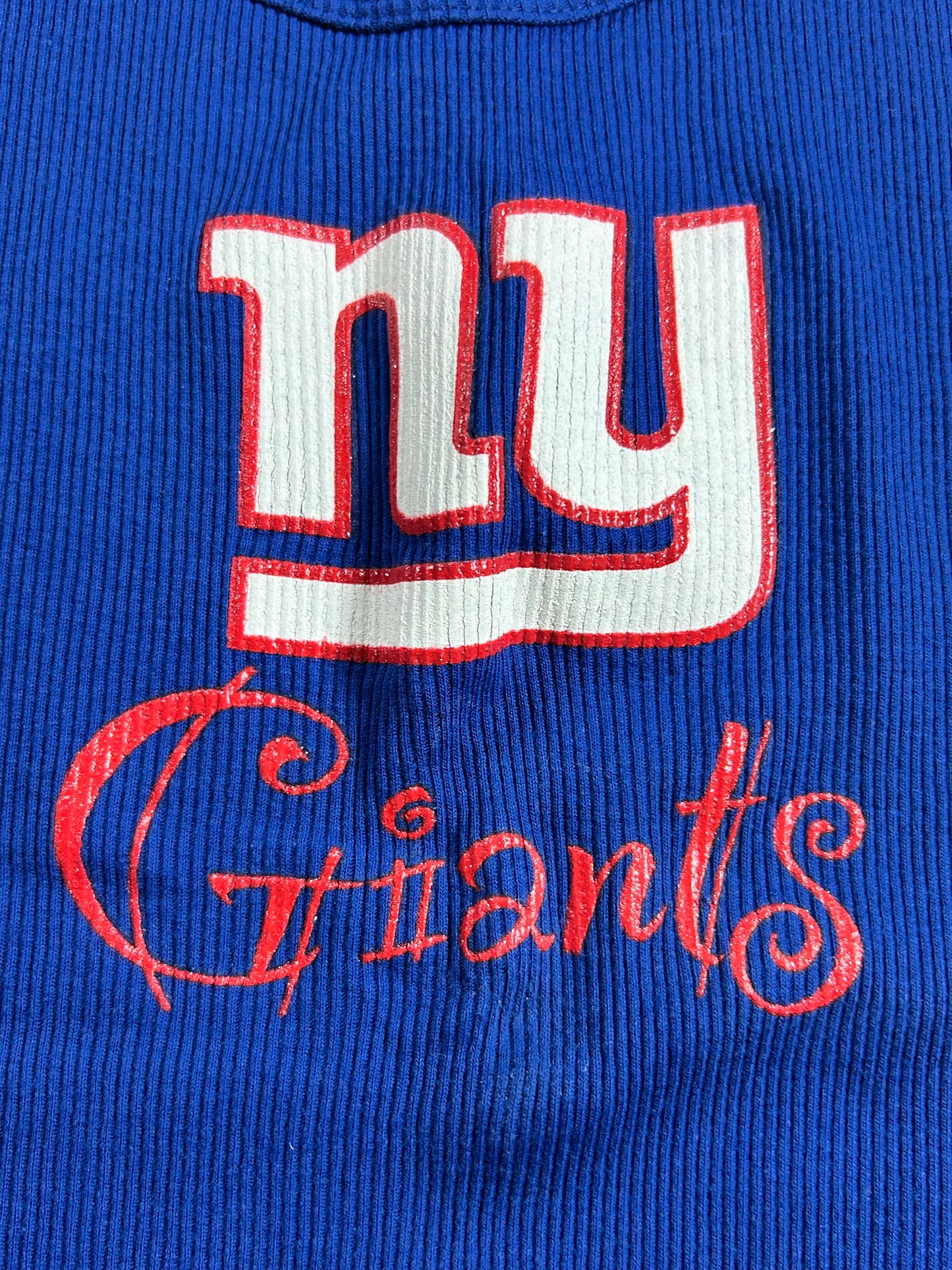 New York Giants NFL Licensed Women’s Large Blue Fitted Ribbed Tank Top 2000s 16.25x26.75 Inches.