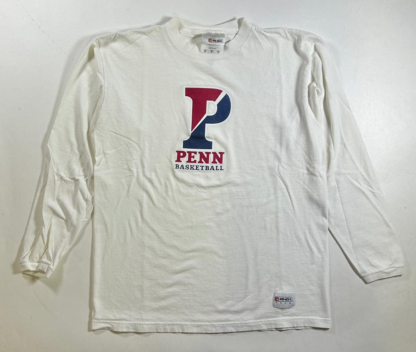 Vintage Penn Basketball College AND1 Team Long Sleeve Shirt M/L 21.5x27.5 Inches