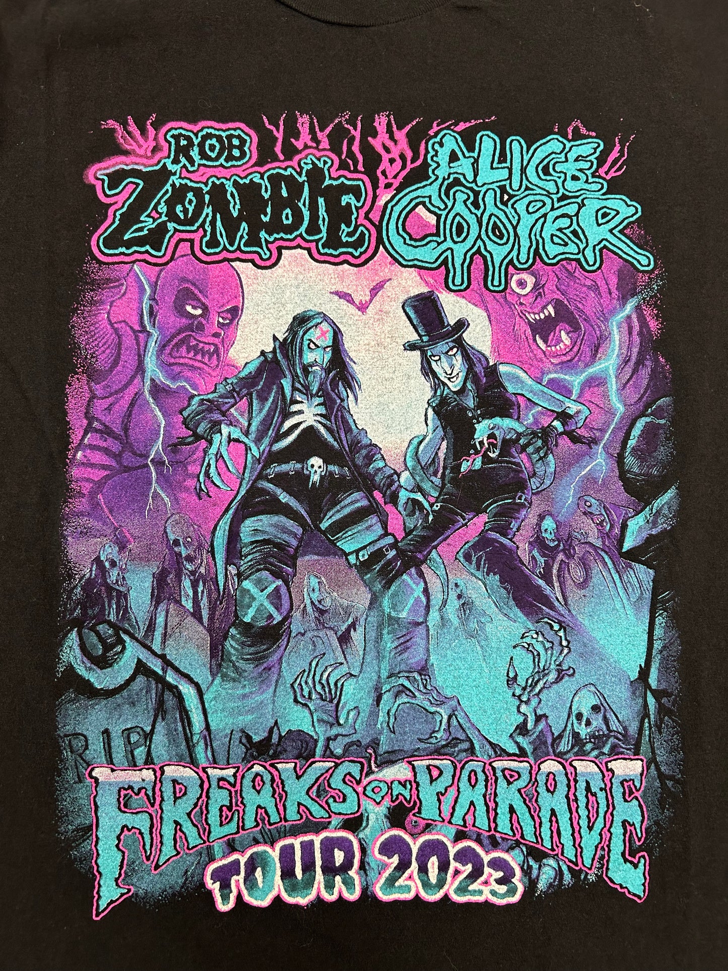 Rob Zombie & Alice Cooper Freaks on Parade 2023 tour shirt Medium T-SHIRT Black