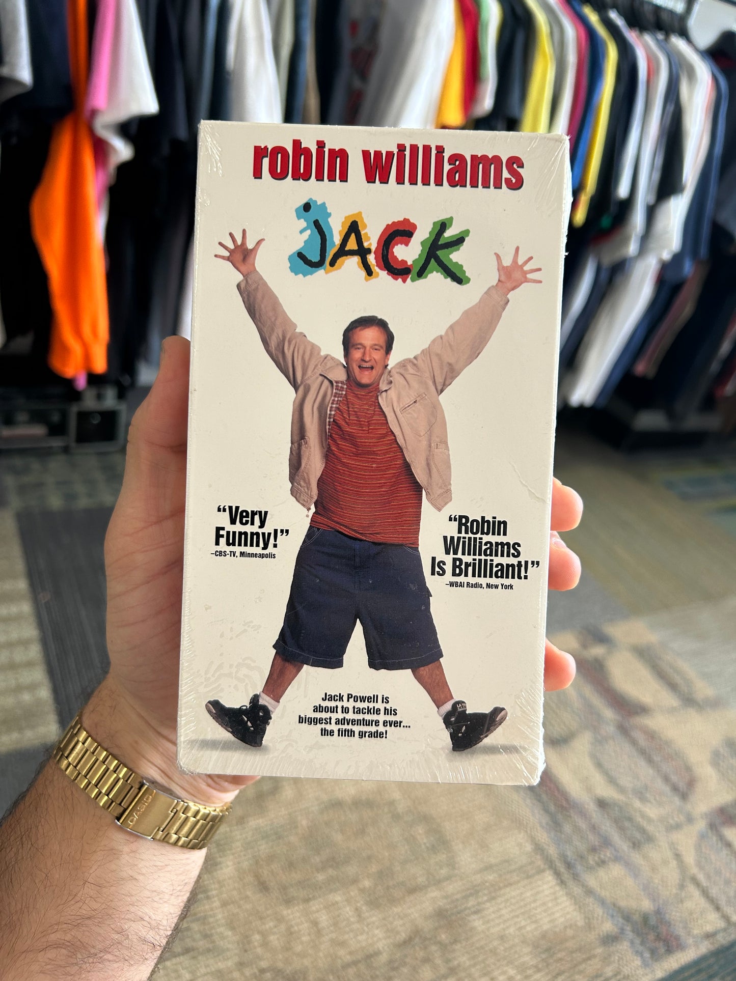 Robin Williams Jack Sealed VHS & Tee Combo Vintage 1996 Robin Williams Jack Movie Promo Tee XL 23.25x31.25 Inches Rare Clean White