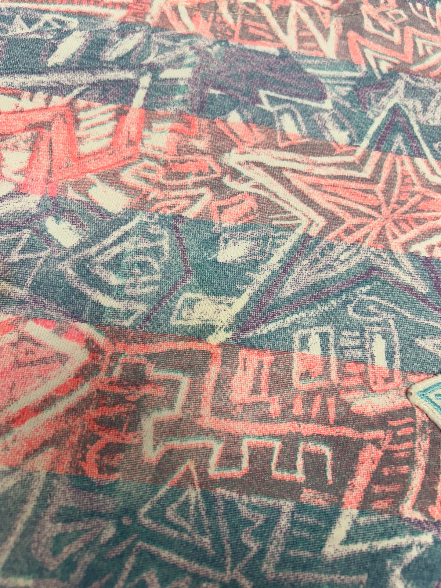 Vintage Gotcha Shirt Pink Blue Tribal Aztec Surf Skate AOP 80s 90s 21.75x26.75 Inches