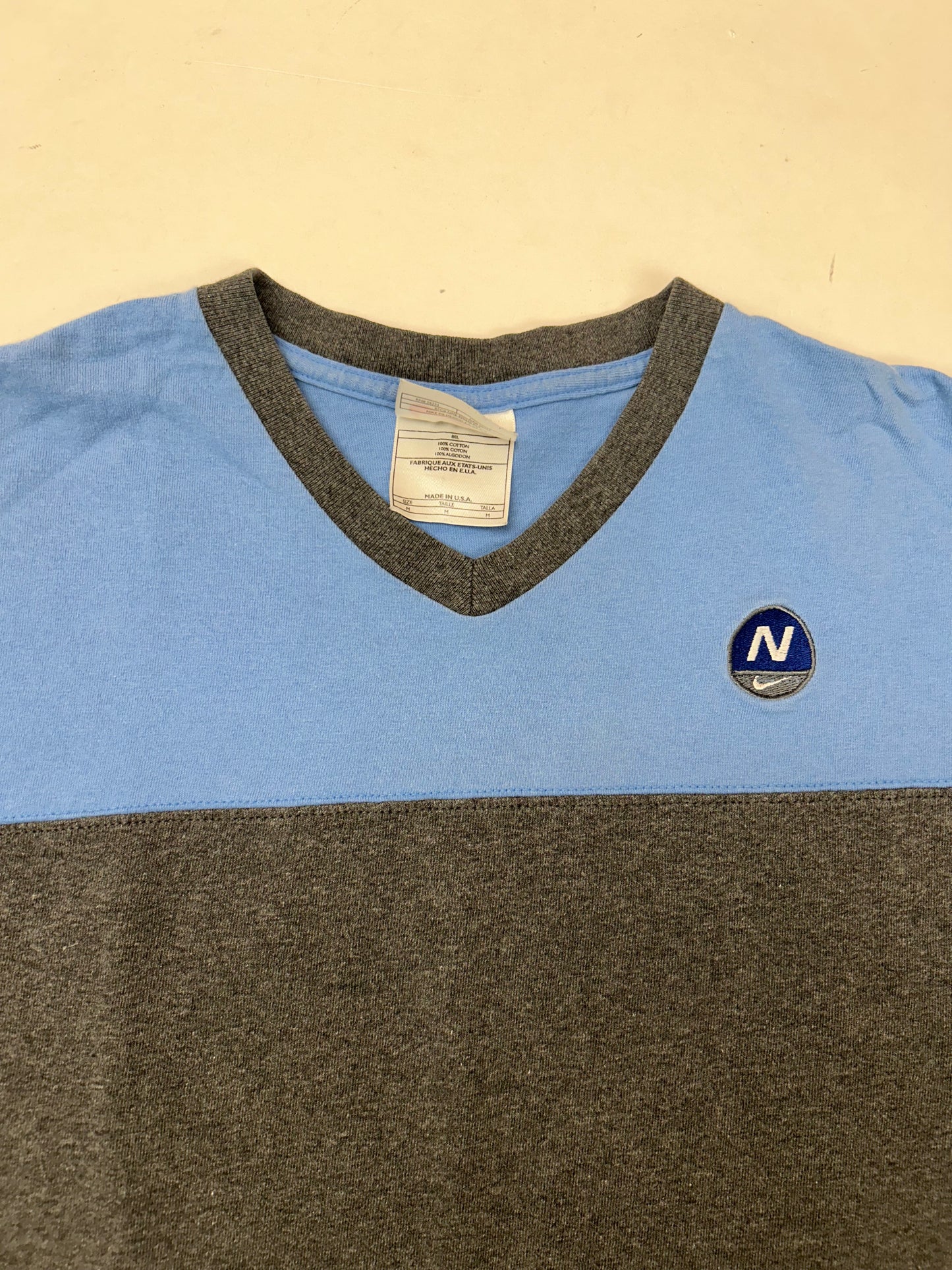 Vintage 90s Nike N Swoosh Logo V-neck Cut Tee Youth Medium-Women’s Medium 19.5x23 Inches