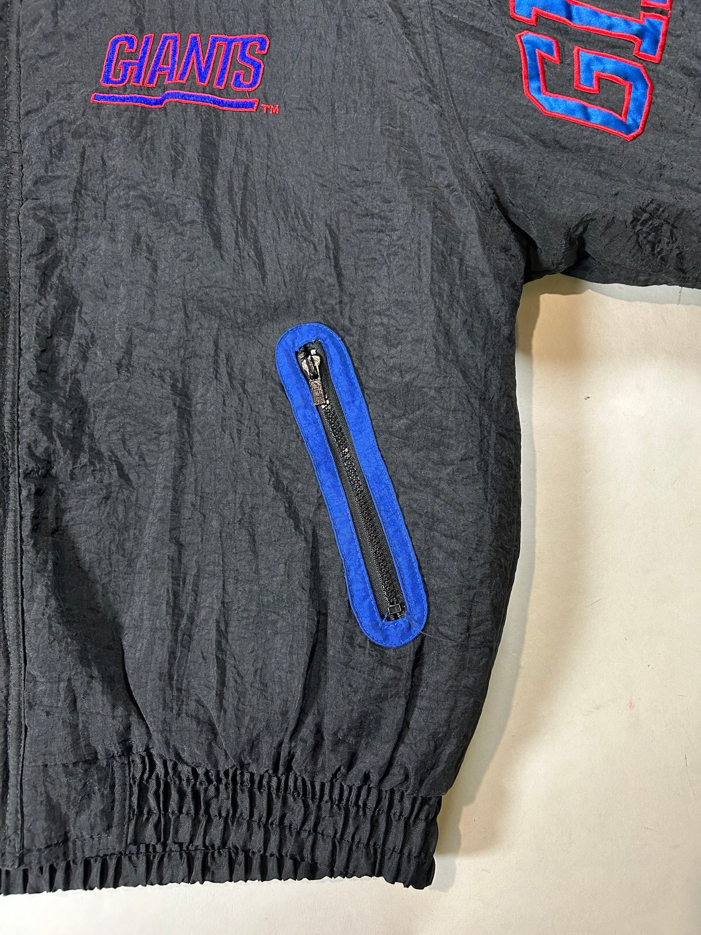 Vintage 90s Starter New York Giants Jacket Zip Puffer Quilted Jacket Large Can Fit XL 27x29.25 Inches NYG