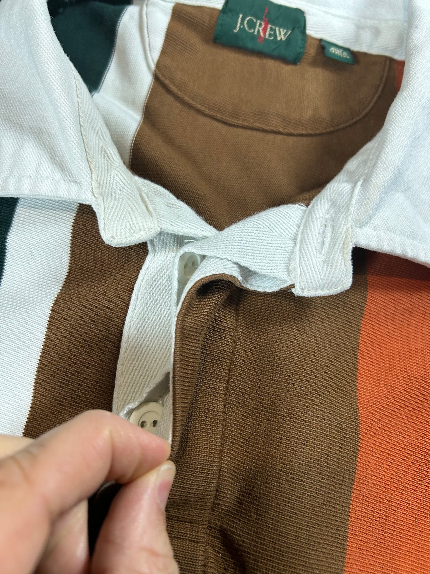 J. Crew Rugby Polo Big Stripe Color Long Sleeve Shirt XL 25x30.25 Inches FA22