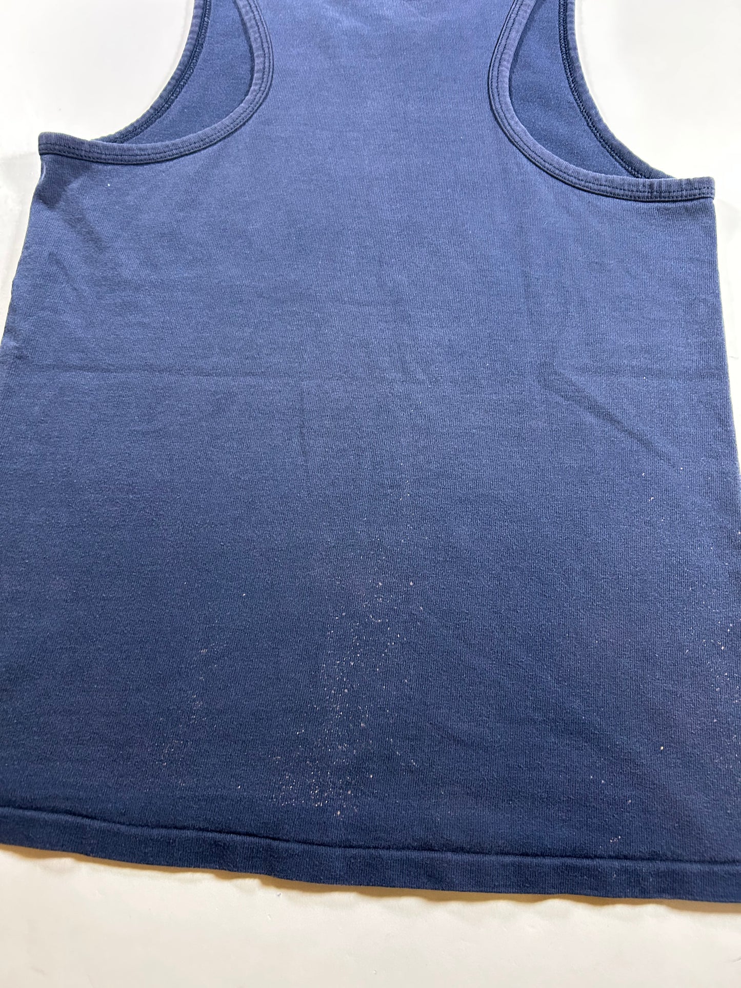 Vintage Champion Chest Script Spell Out Logo Tank Top Sleeveless Shirt As Is Bleach Spots & Fading M/S Fit 18.5x27.25 Inches USA 100% Cotton