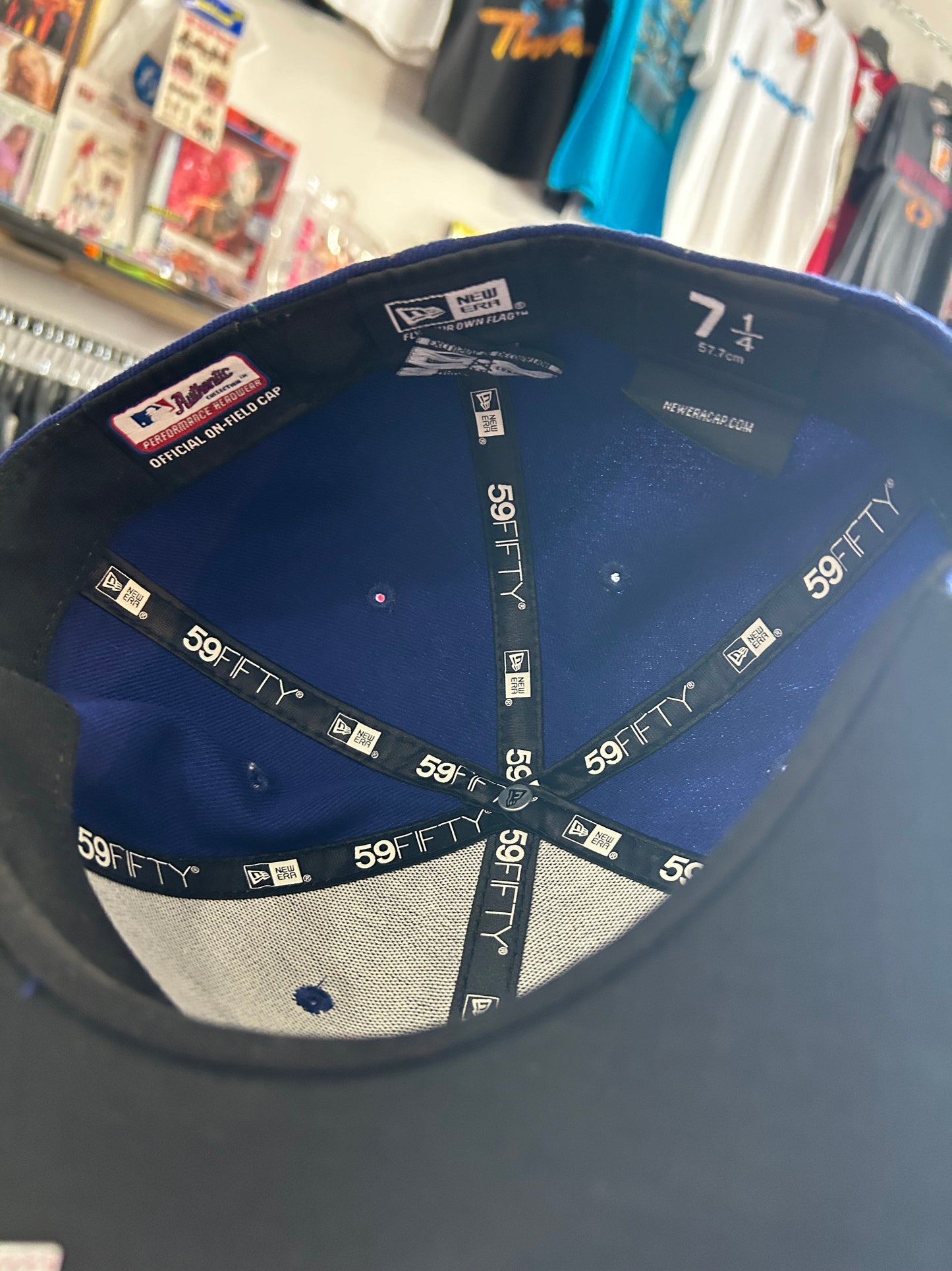 Los Angeles Dogers NewEra Hat Fitted Cap Adult Size 7 1/4 Blue LA Logo Polyester China