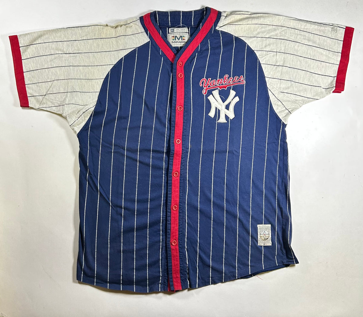 Vintage 90s New York Yankees MLB Mirage The Cooperstown Collection Blank Jersey XL/2XL Fit 25.75x32.75 Inches As Is