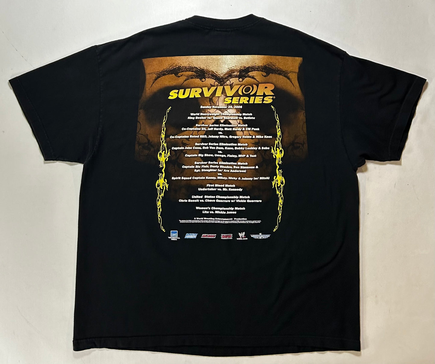 Vintage WWE Survivor Series 2006 Wrestling Cena Orton Batista Flair Shirt 2XL 26.5x31.25 Inches