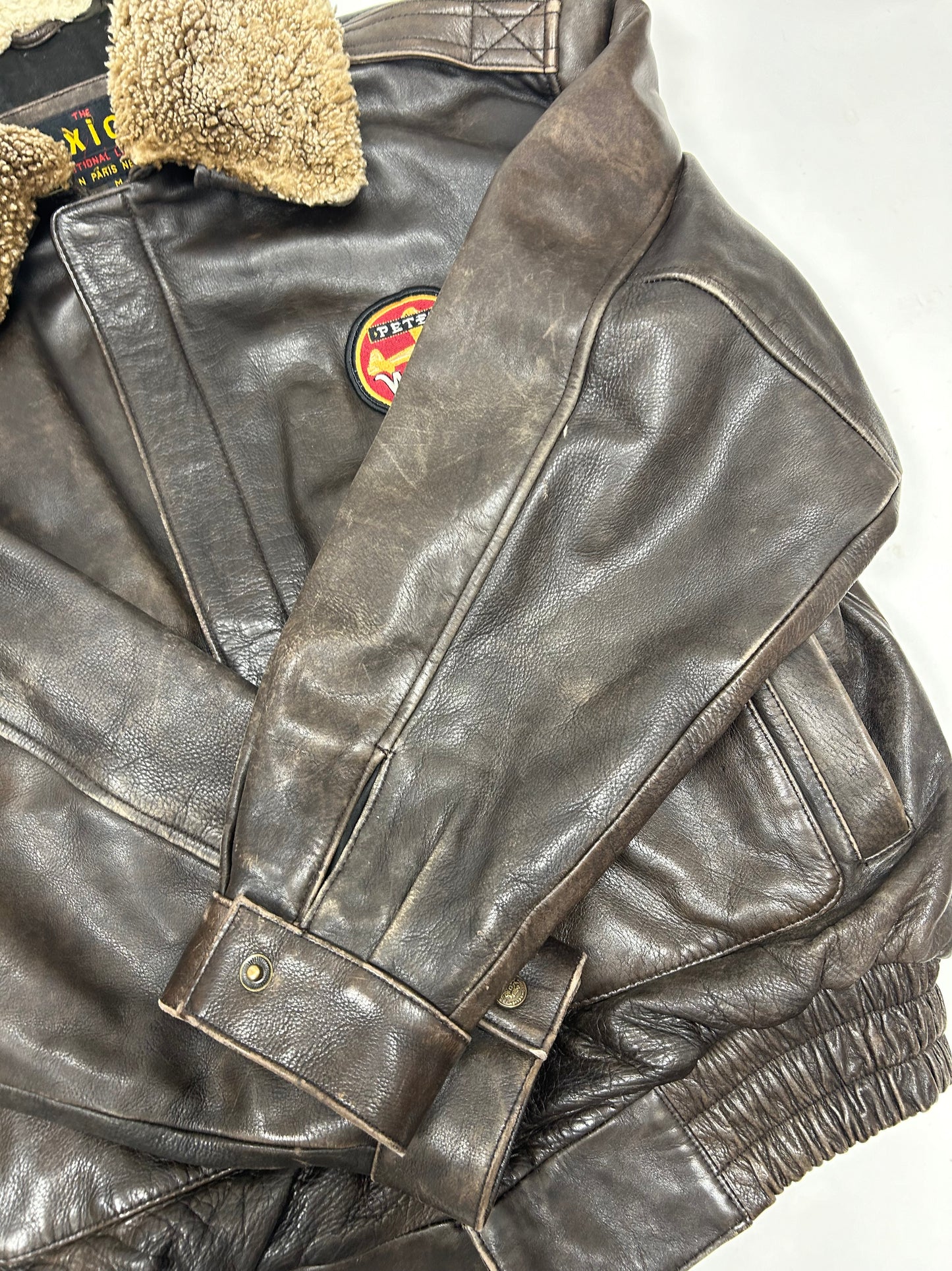 Vintage 90s The Axiom Traditional Leather Pete’s Wicked Ale Leather Jacket Beer Brewery Medium 25x28 Inches