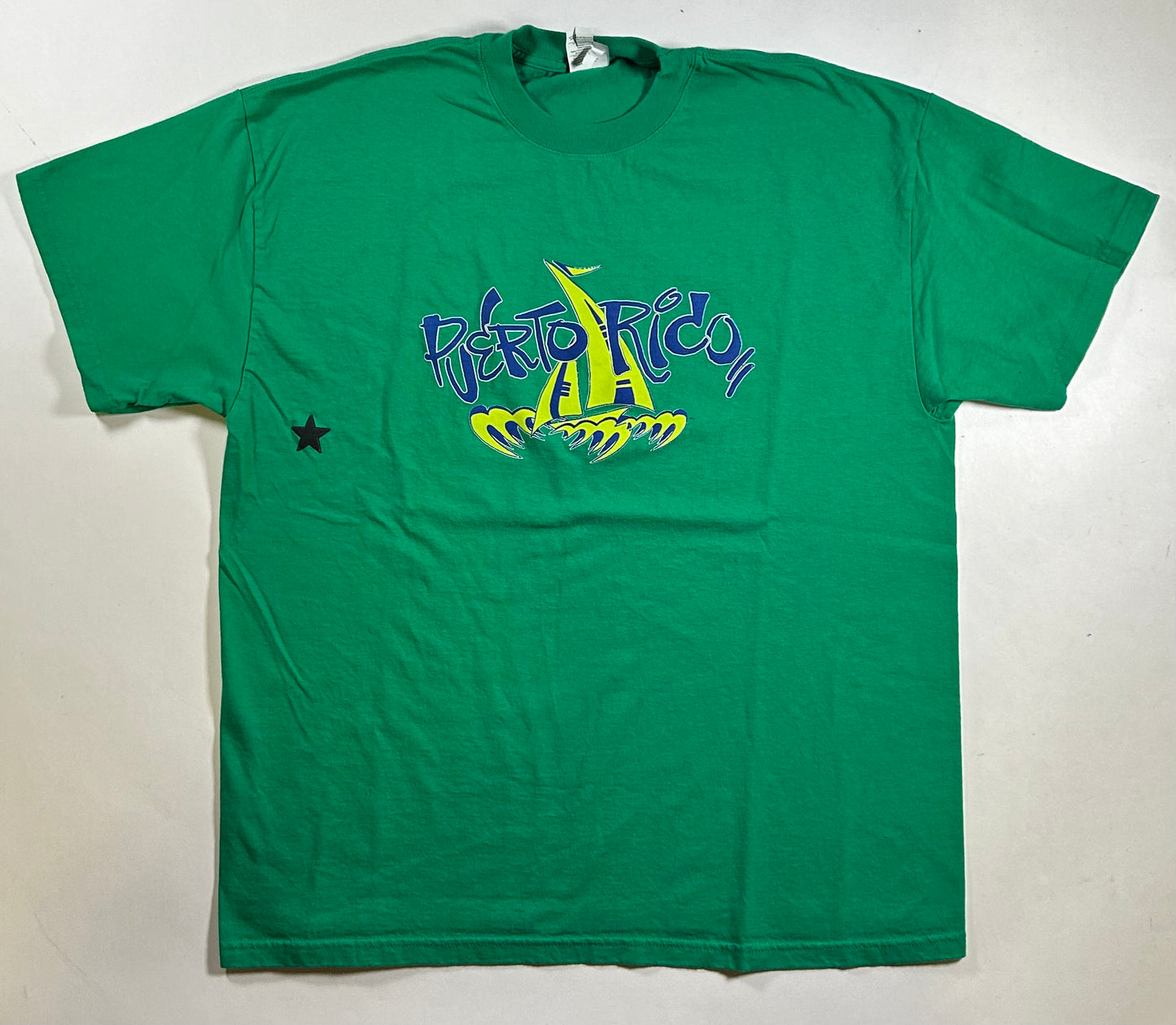 Puerto Rico Destination Tee 2000s Vintage Green XL 23.5x29.5 Inches