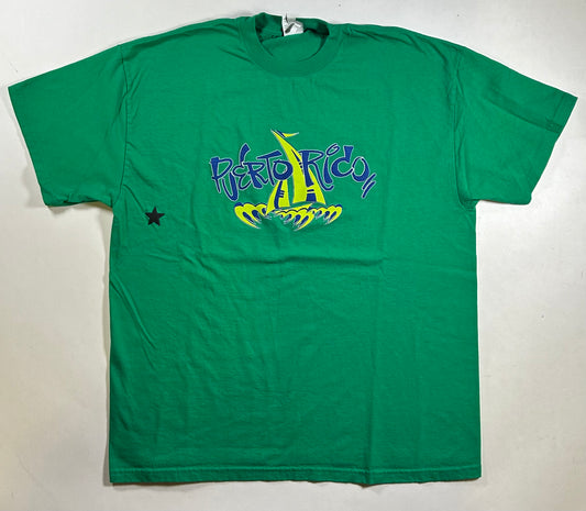 Puerto Rico Destination Tee 2000s Vintage Green XL 23.5x29.5 Inches