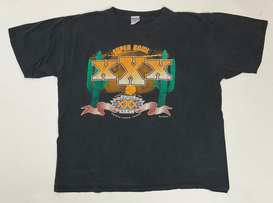 Vintage True-Fan NFL 1996 Super Bowl XXX Tee Worn In As Is XL Boxy 25.5x28 Inches