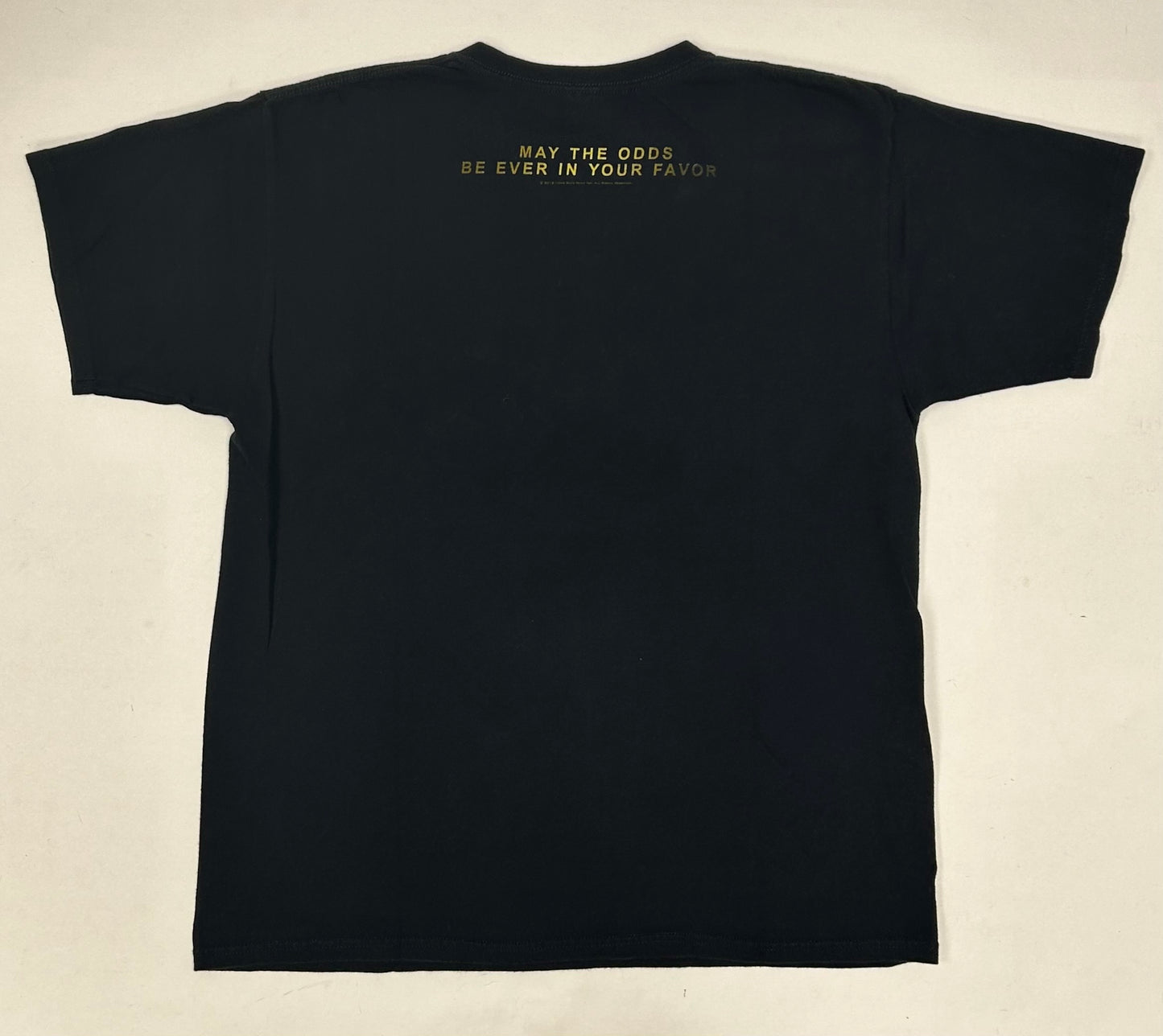 2012 The Hunger Games "May Odds In Your Favor" Movie Promo Tee Size Large 22x28 Inches
