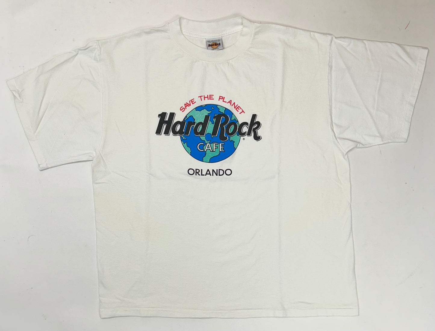 Vintage 90s Hard Rock Cafe Orlando Florida OSFA Fits Like 2XL/L 25.5x29.25 Inches White
